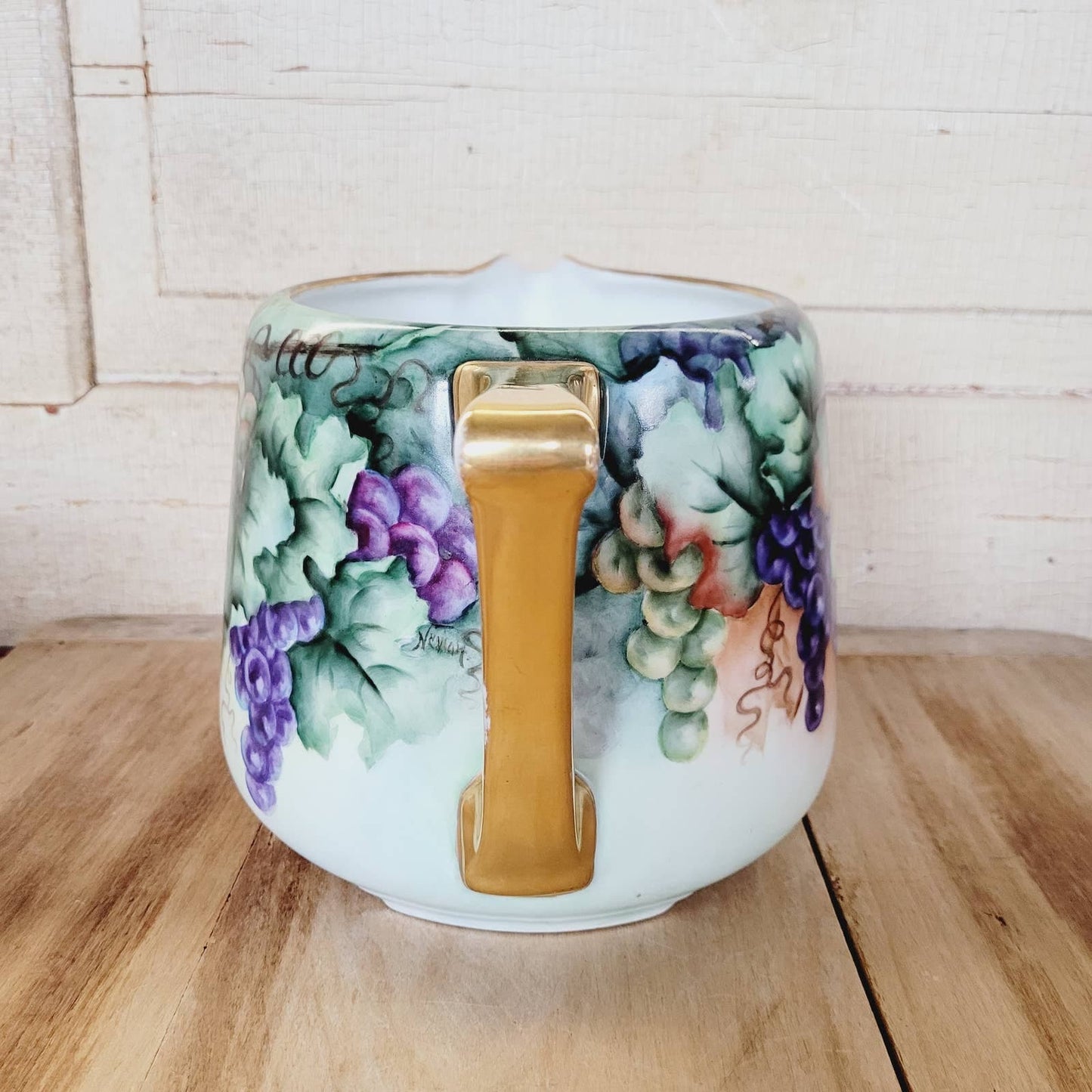 Antique Cider Lemonade Pitcher with Grapes Signed from Germany
