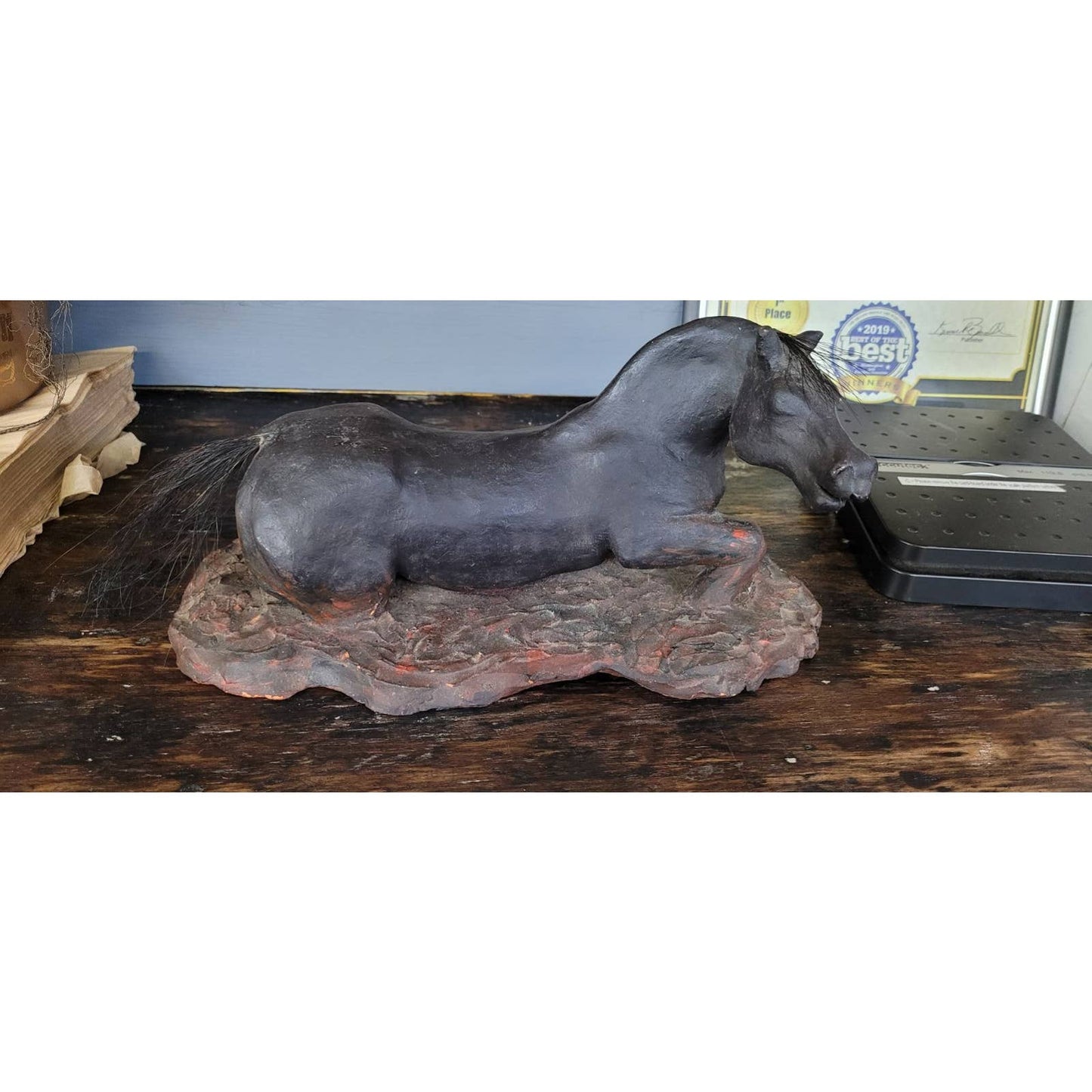 Vintage Handmade Clay Horse in Mud