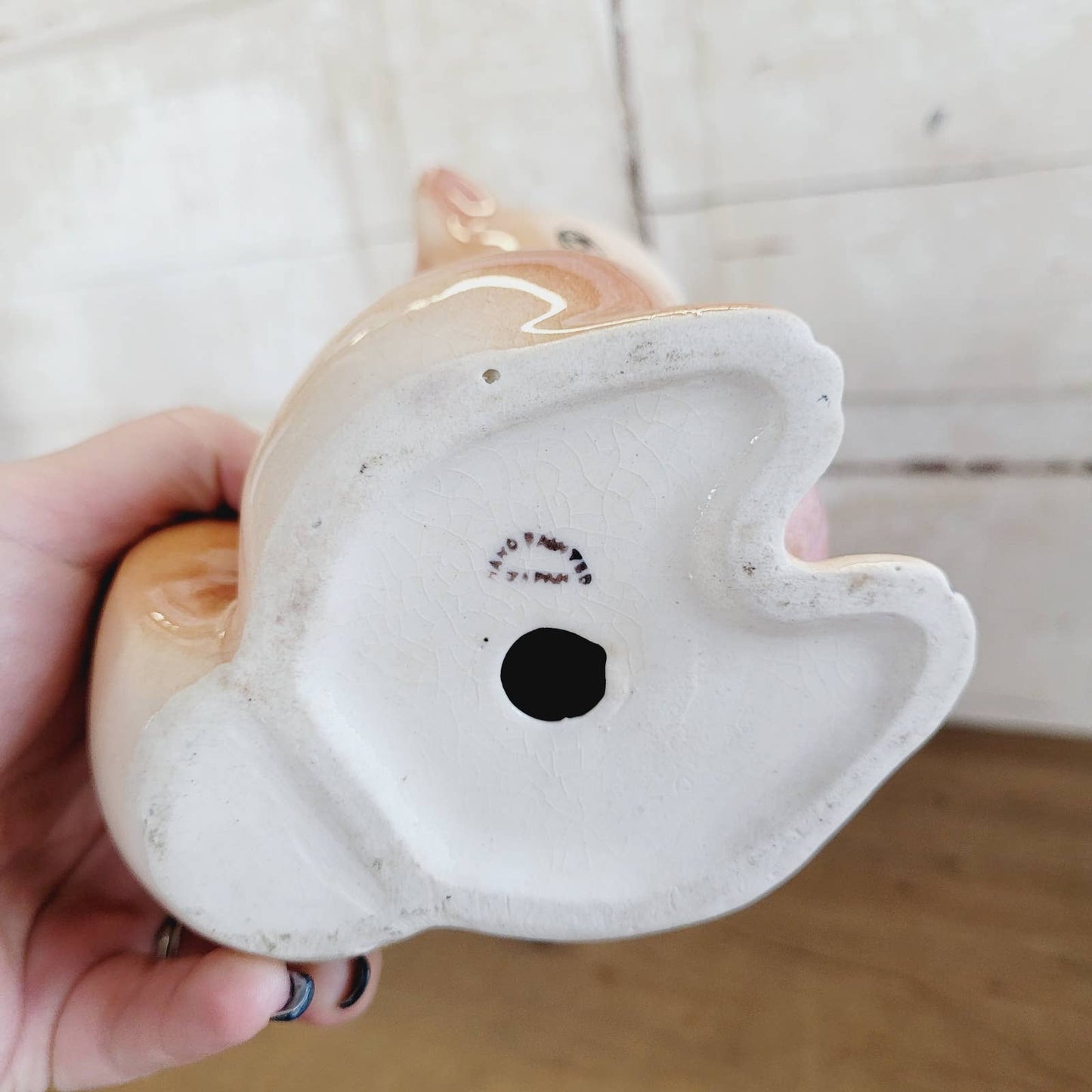 Vintage Squirrel Bank Pink Brown Handpainted Japan