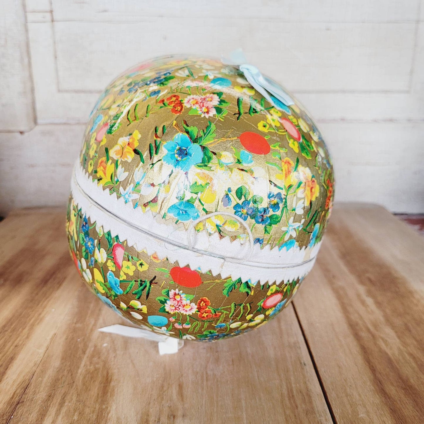 Vintage 10" Paper Mache Egg Western Germany Flowers