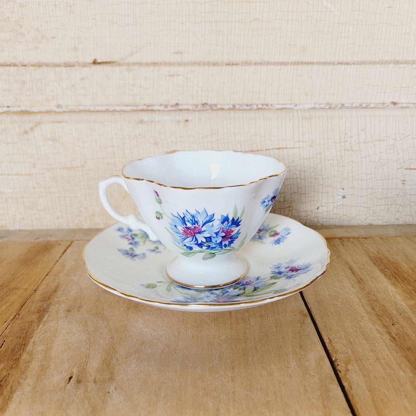 Vintage 1940s Hammersley & Co Teacup & Saucer Cornflower