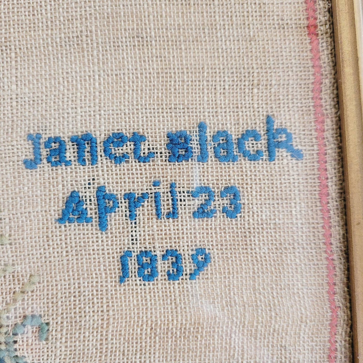 Antique Janet Black 1838 1839 Sampler Alexander Pope Windsor Forest Framed