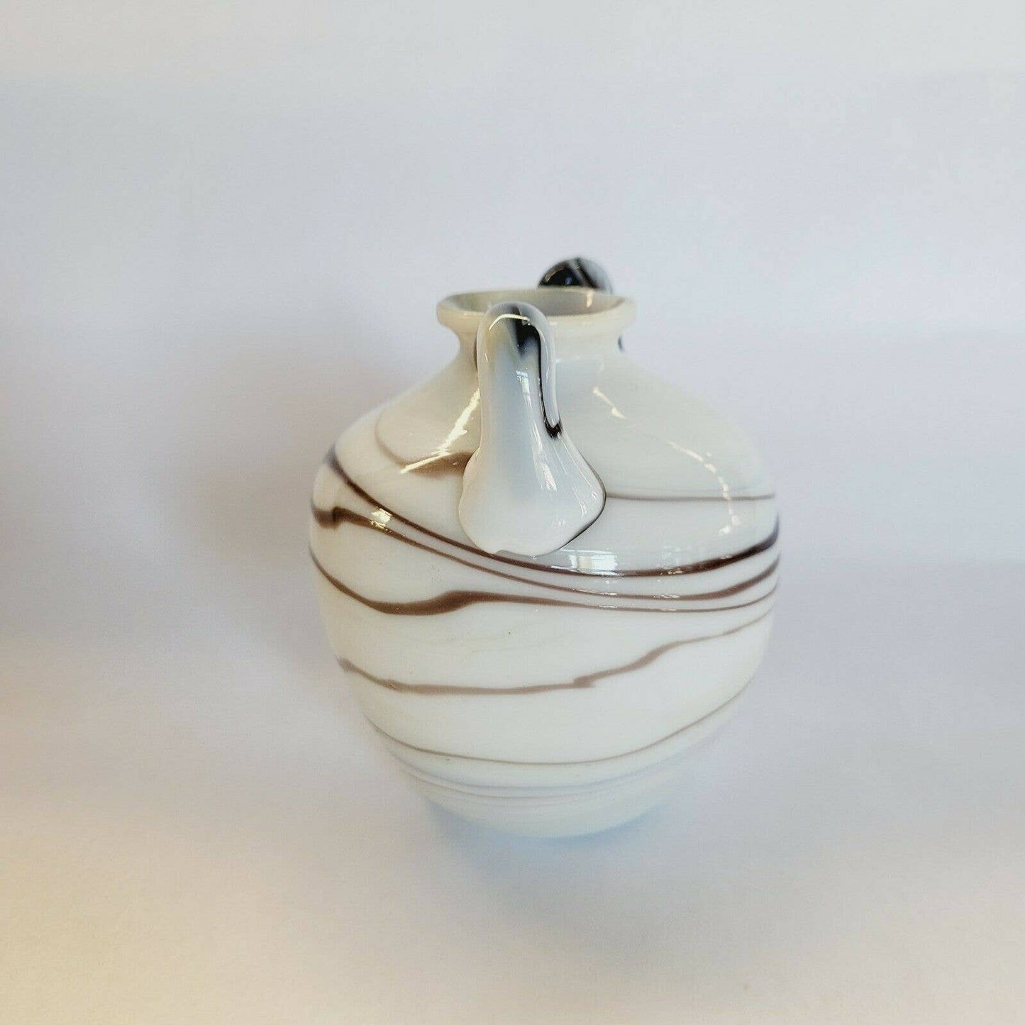 Vintage Art Glass Handled Vase Hand blown.