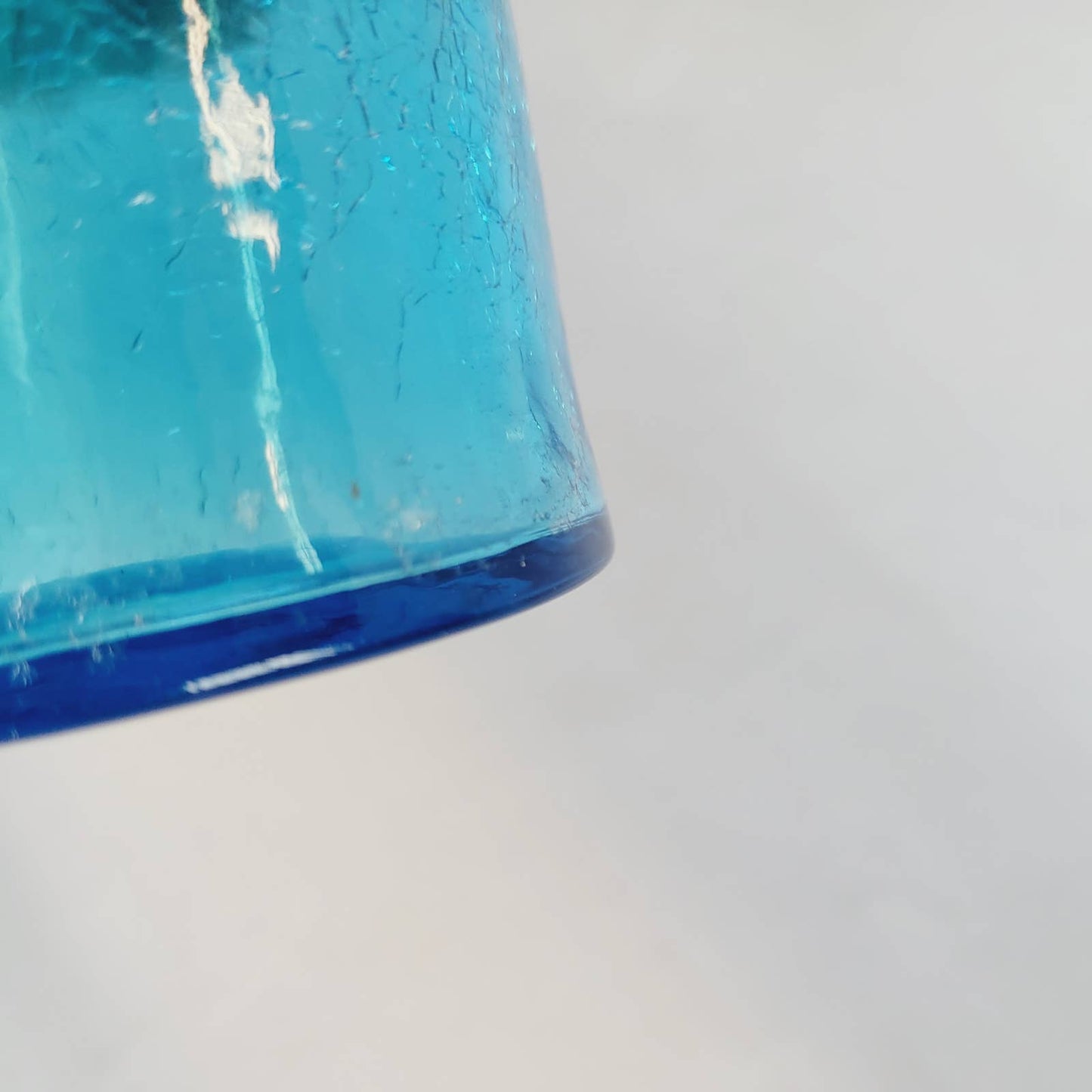 Vintage Blue Crackle Glass Pitcher 11"