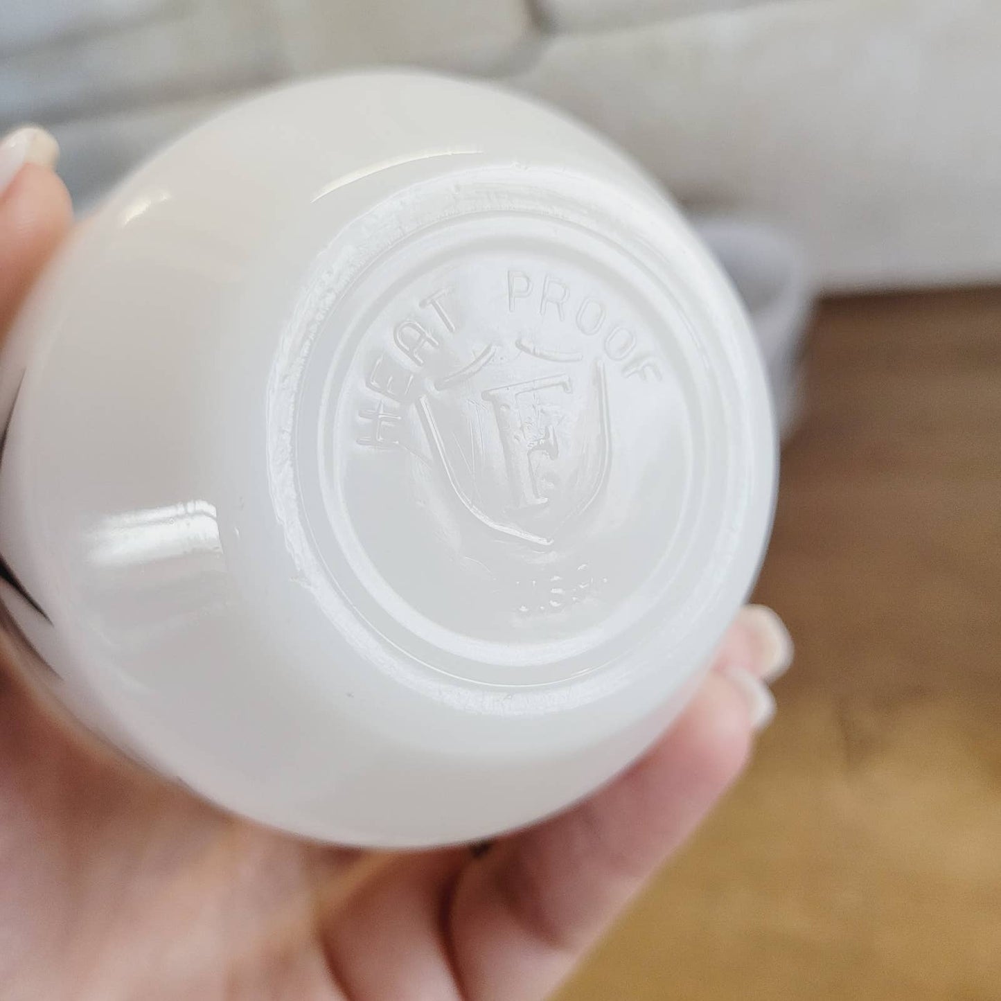 2 Vintage Federal Glass Milk Glass Custard Cup Bowls Asian Bamboo