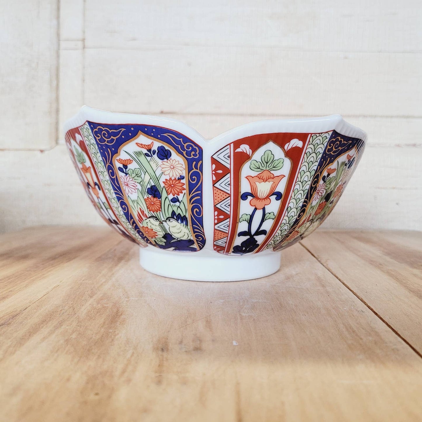 Beautiful Vintage Painted Porcelain Lotus Bowl.