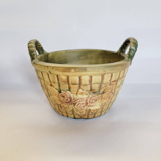 Vintage Weller Rose Basket Planter