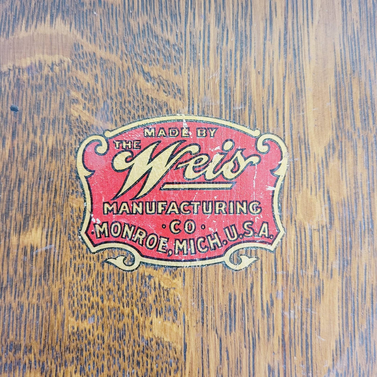 1920's Weis Manufacturing Co. Monroe Michigan Wood Desktop Ledger Book w/Pages