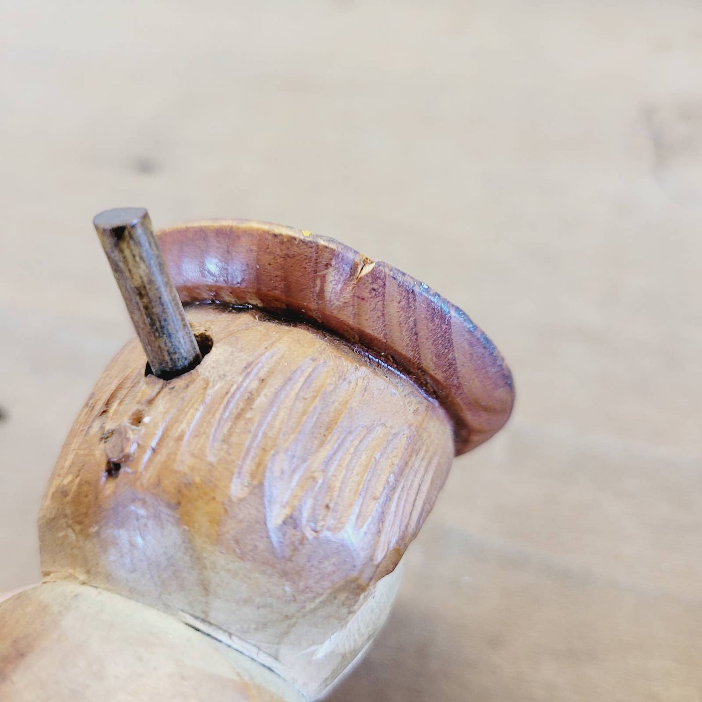Vintage ANRI Dual Action Eye & Tongue moving Wood Mechanical Bottle Stopper