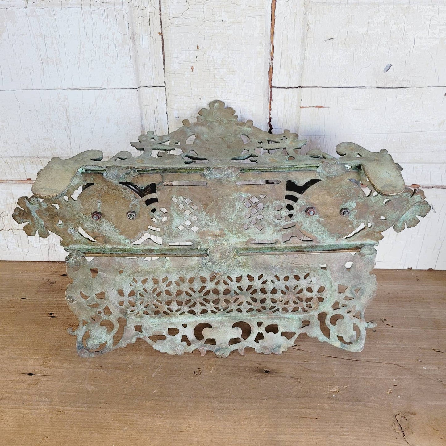 Original Antique Brass Double Inkwell