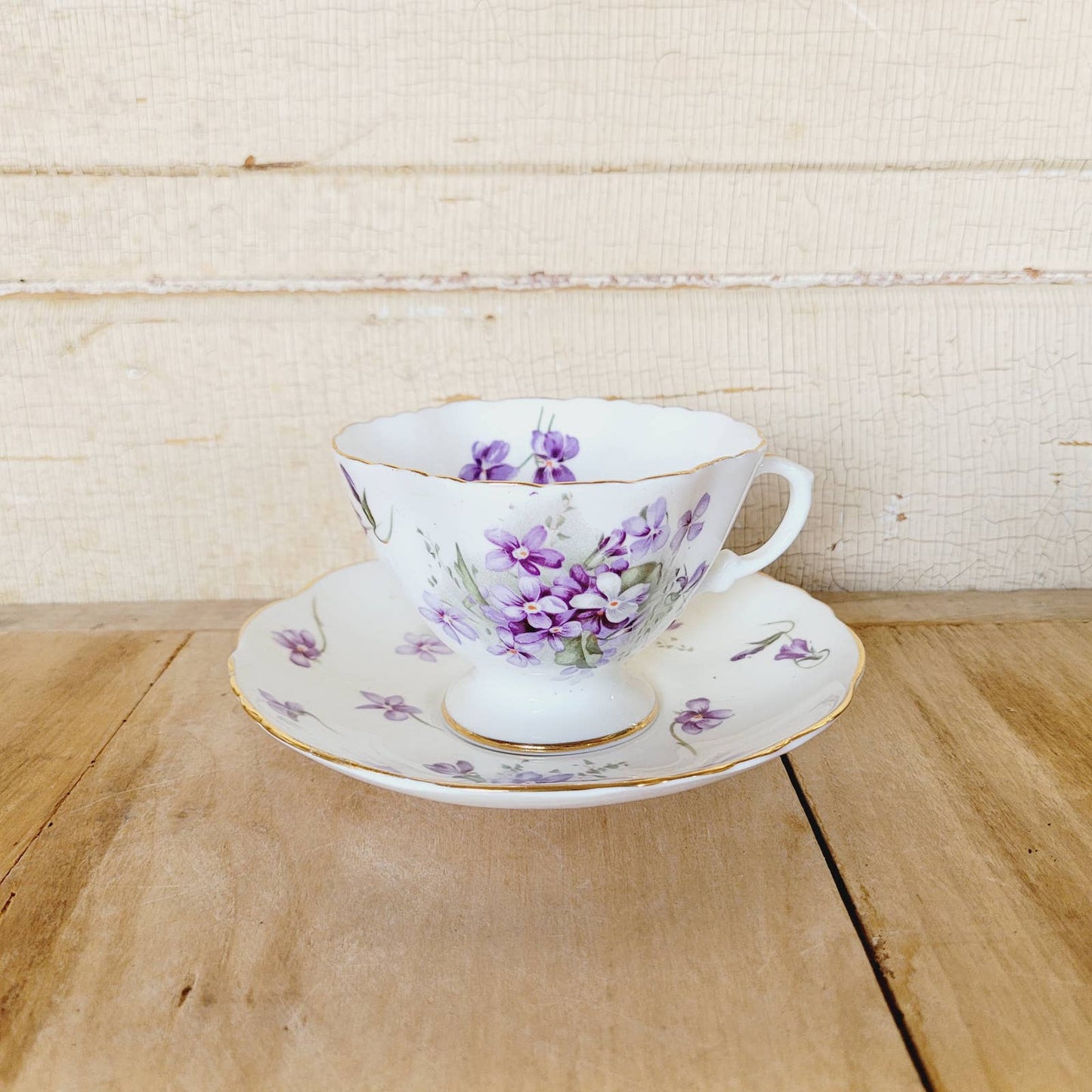 Vintage 1940s Hammersley & Co Teacup & Saucer Victorian Violets