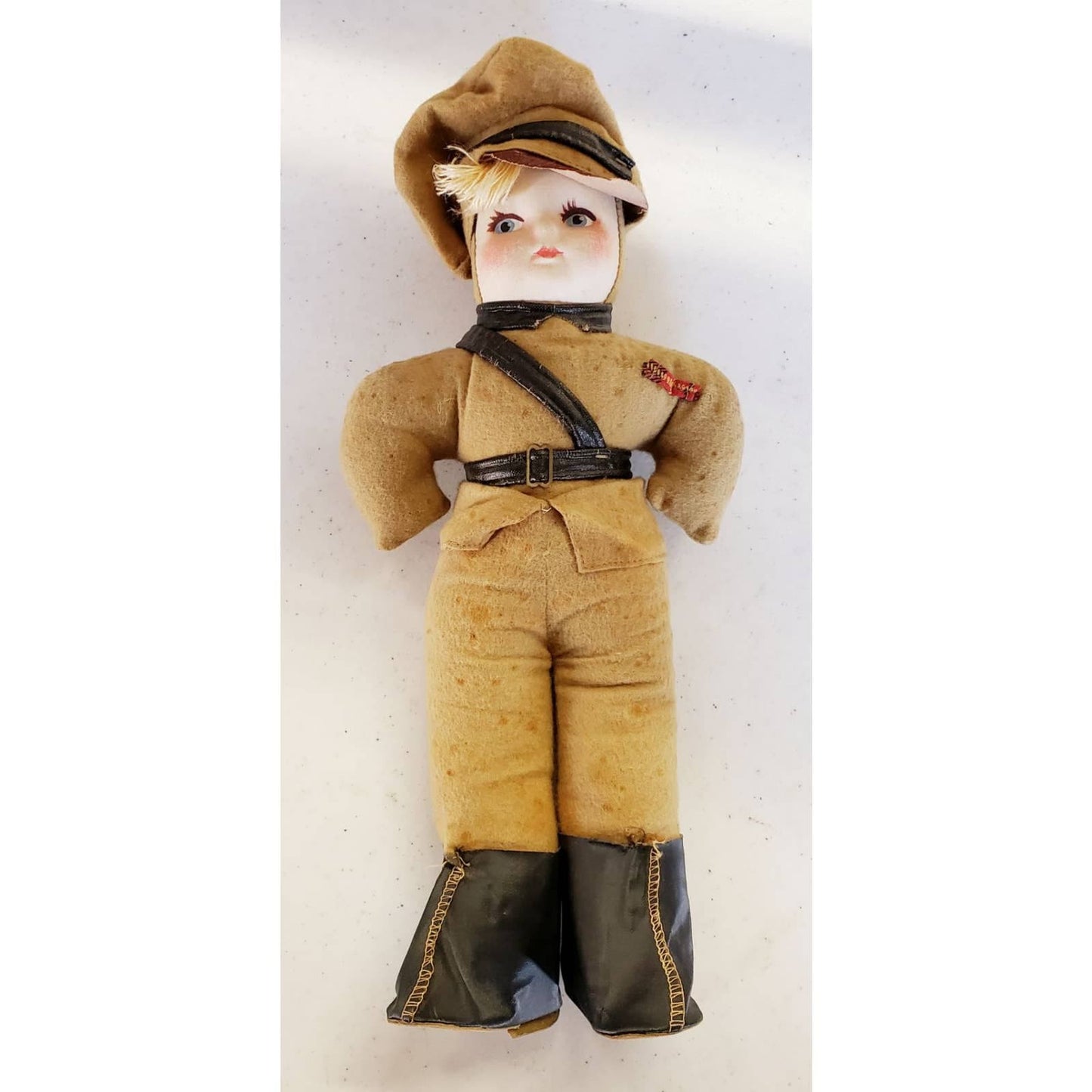 Antique Cloth Military Doll Formed Face