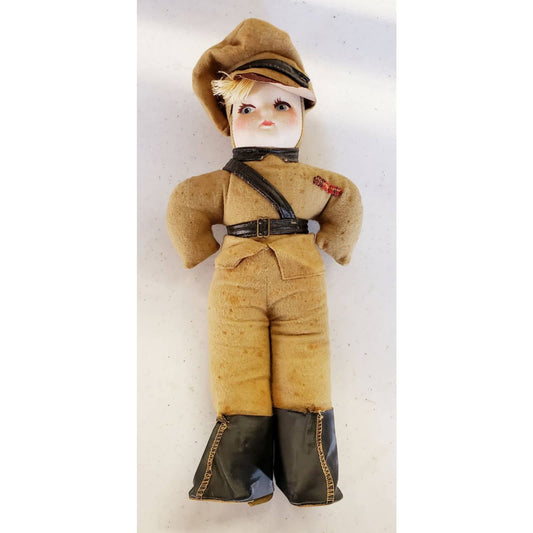 Antique Cloth Military Doll Formed Face