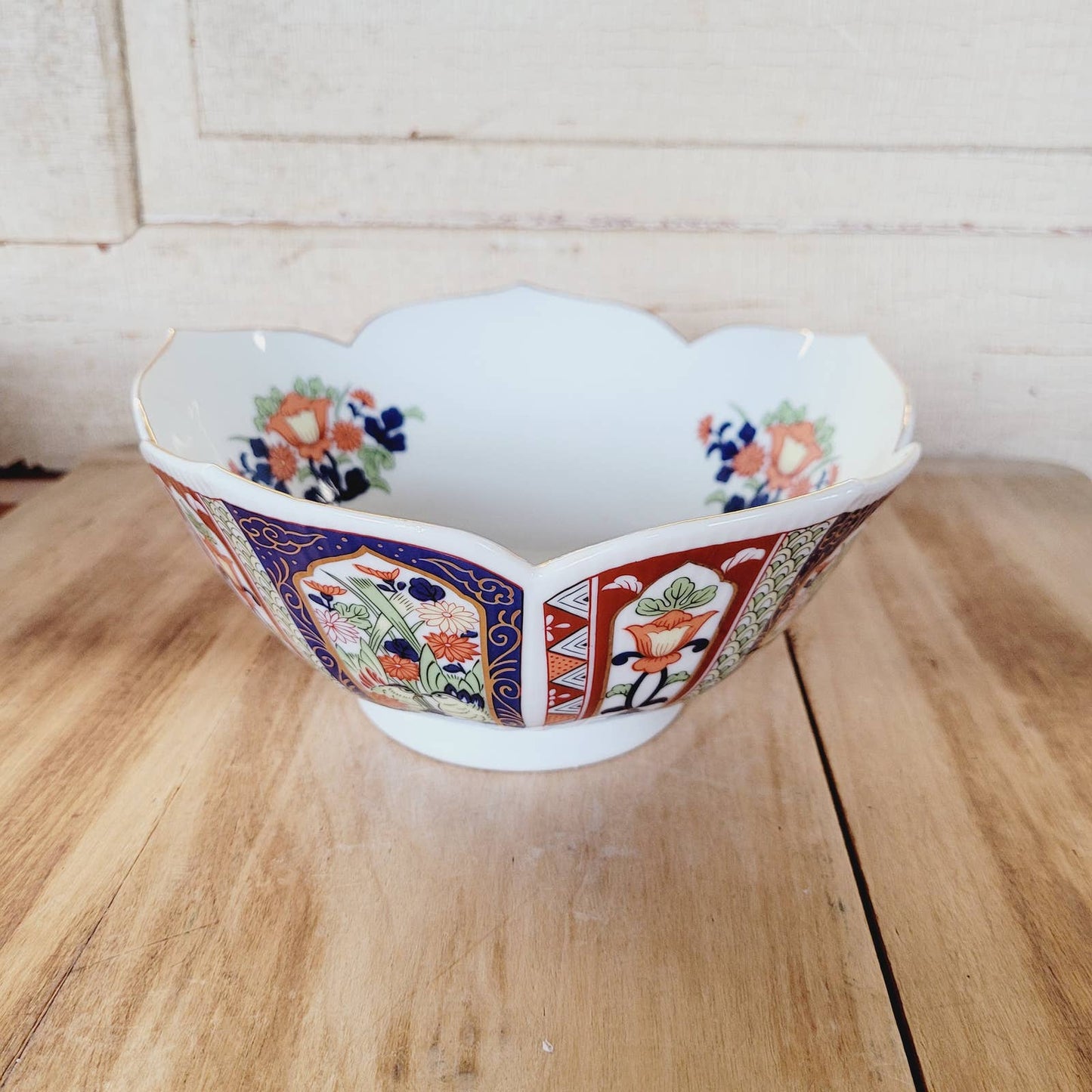 Beautiful Vintage Painted Porcelain Lotus Bowl.