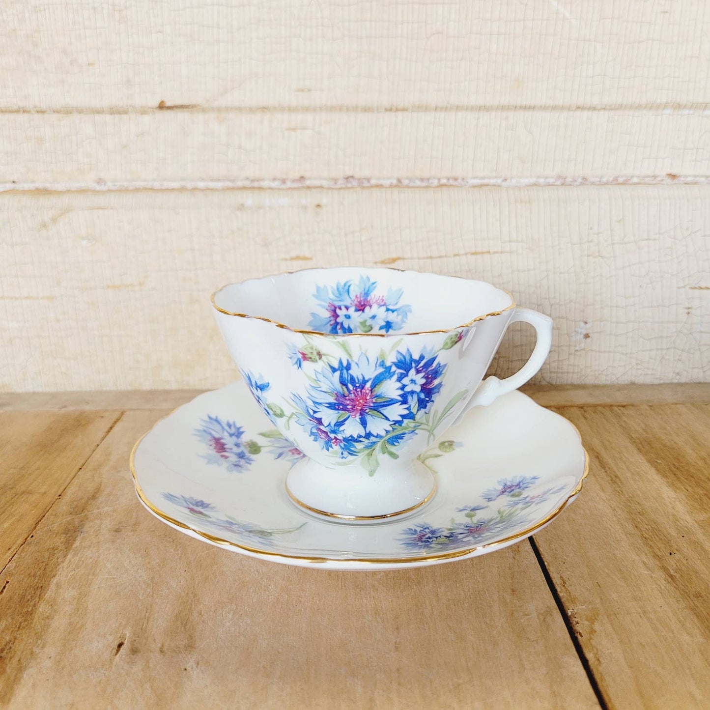 Vintage 1940s Hammersley & Co Teacup & Saucer Cornflower