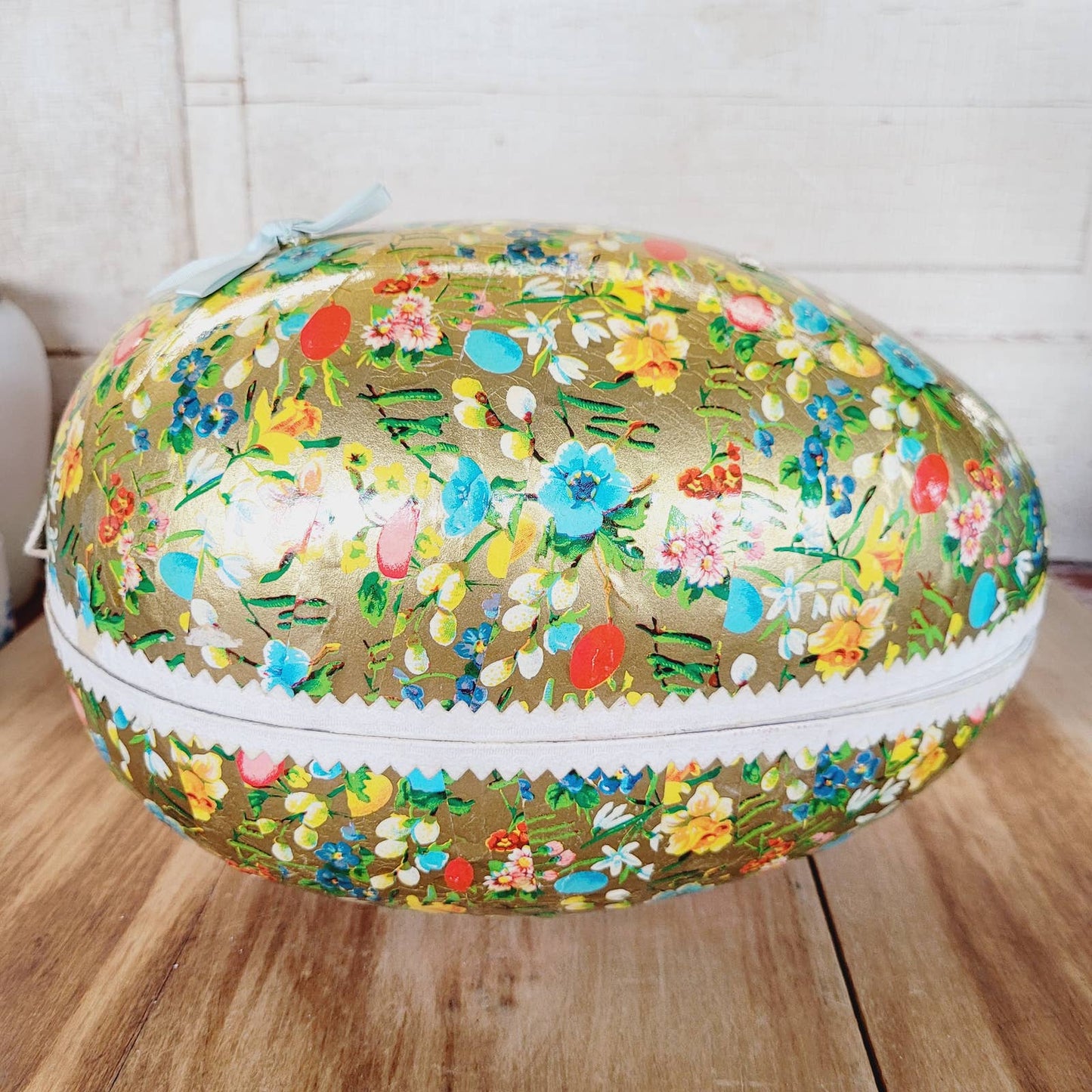 Vintage 10" Paper Mache Egg Western Germany Flowers