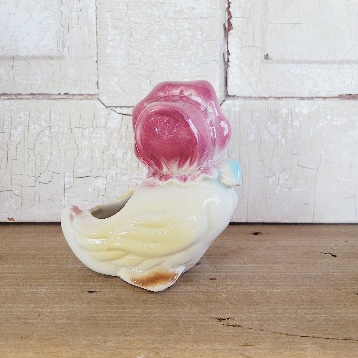 Vintage Duck with Bonnet Planter