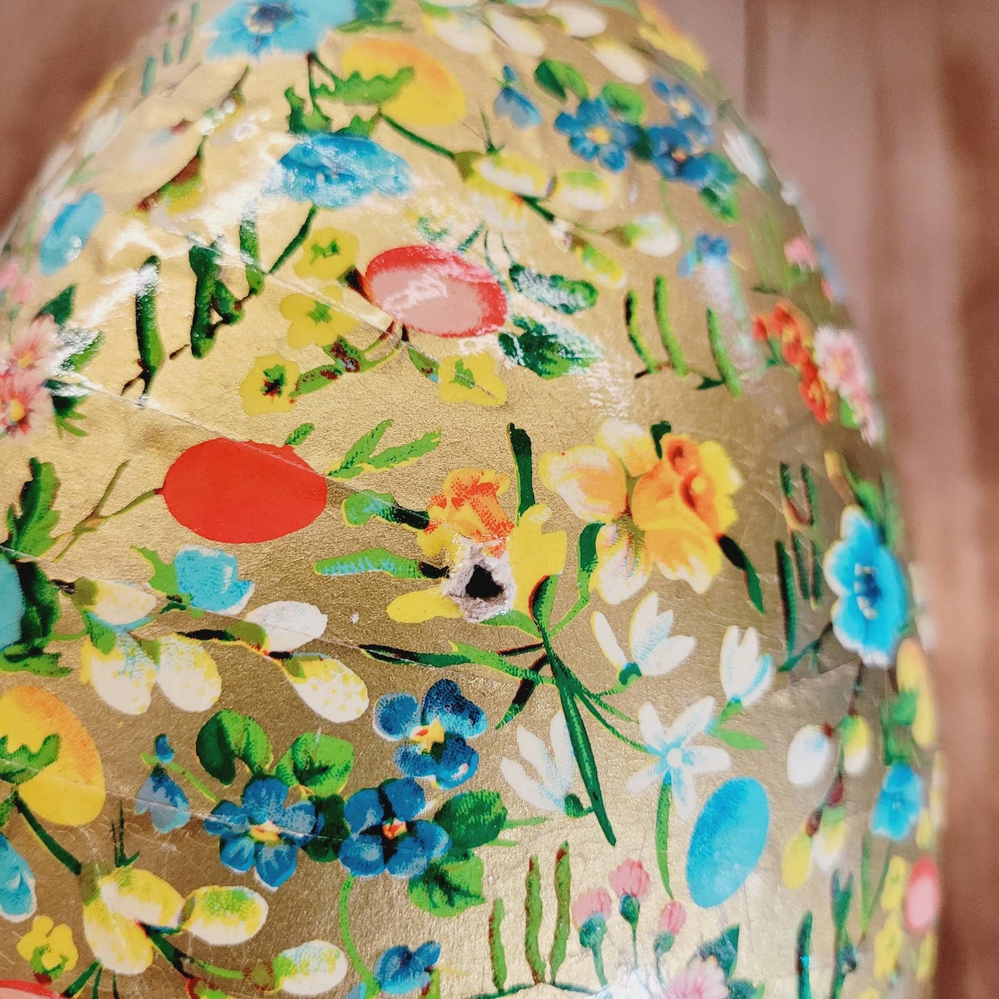 Vintage 10" Paper Mache Egg Western Germany Flowers