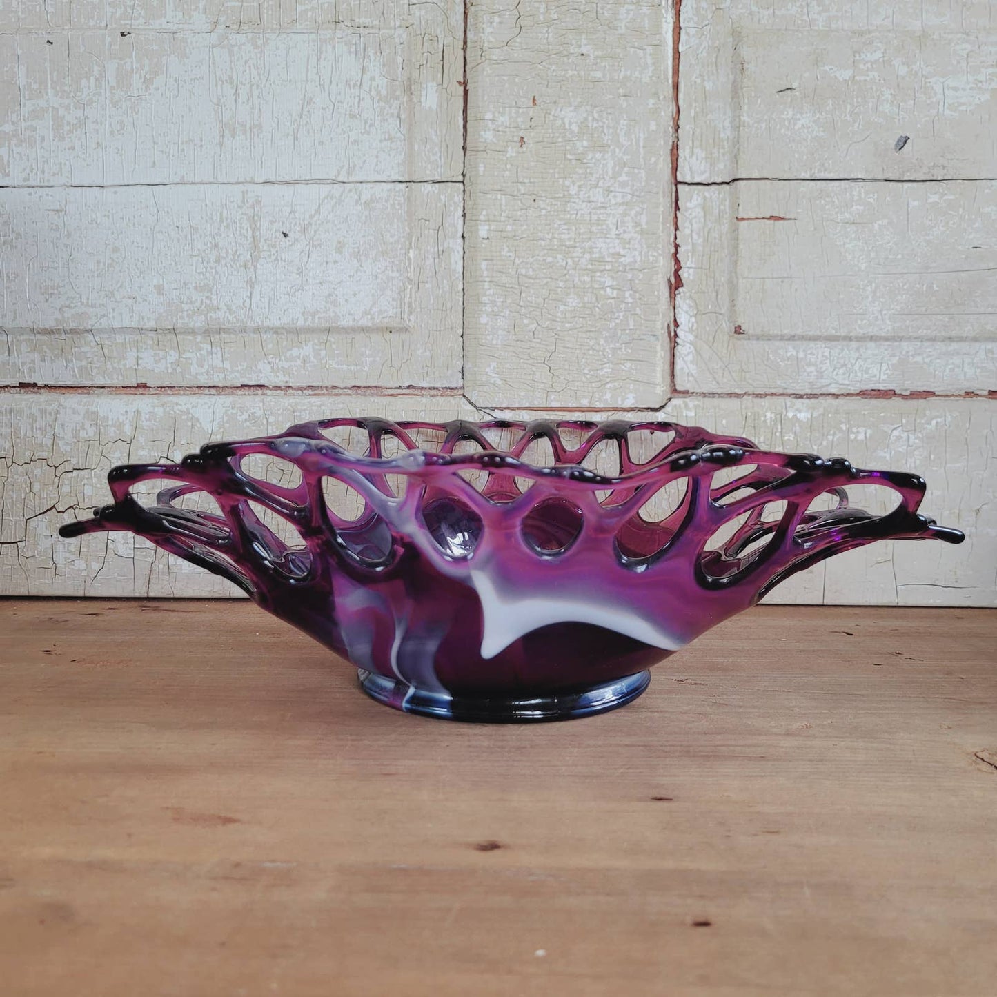Vintage Westmoreland Purple Slag Glass Banana Bowl