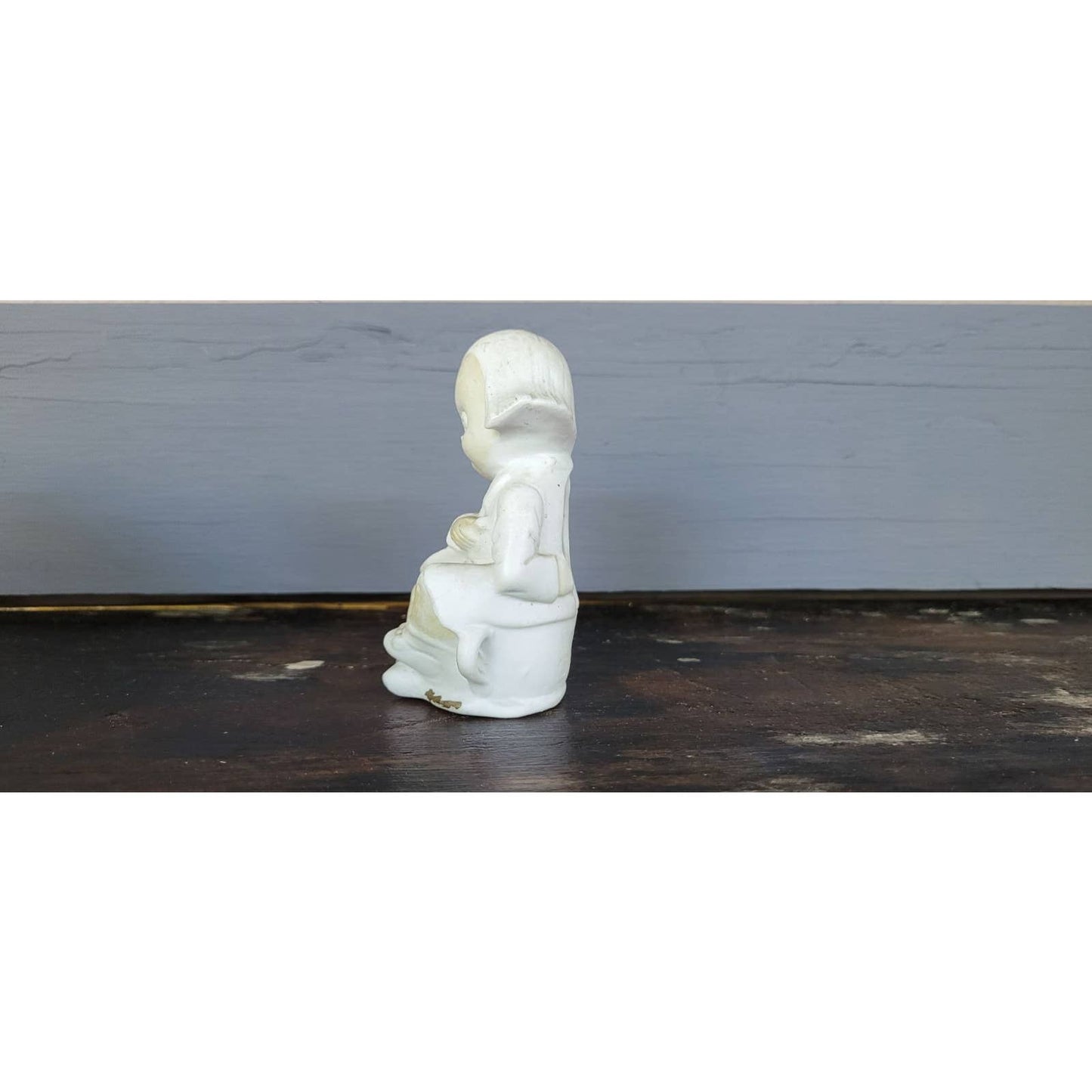 Figurine on Chamber Pot with Racquet Bisque Porcelain Vintage Germany