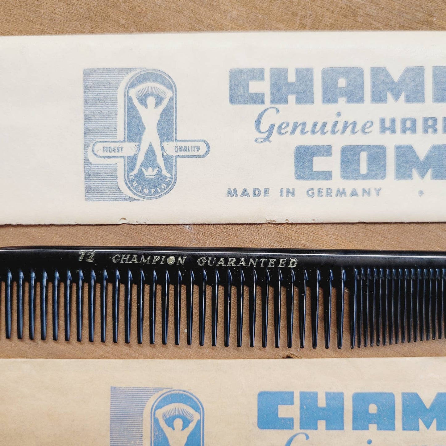 Champion Hard Rubber Comb #64 & #72. In Original Paper Sleeve, Made In Germany