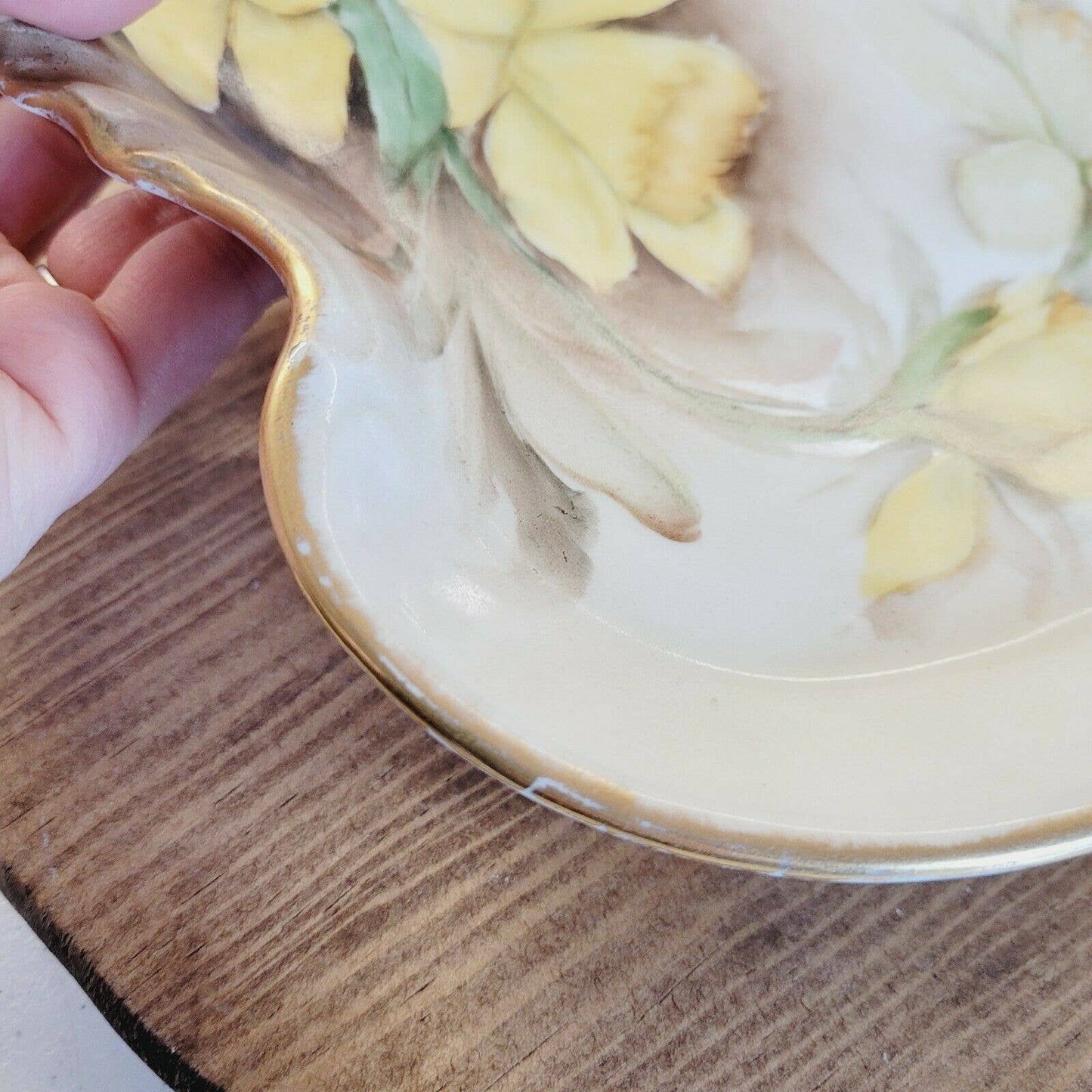 Limoges Hand Painted Vanity Dresser Plate Tray France WG & CT Daffodil.