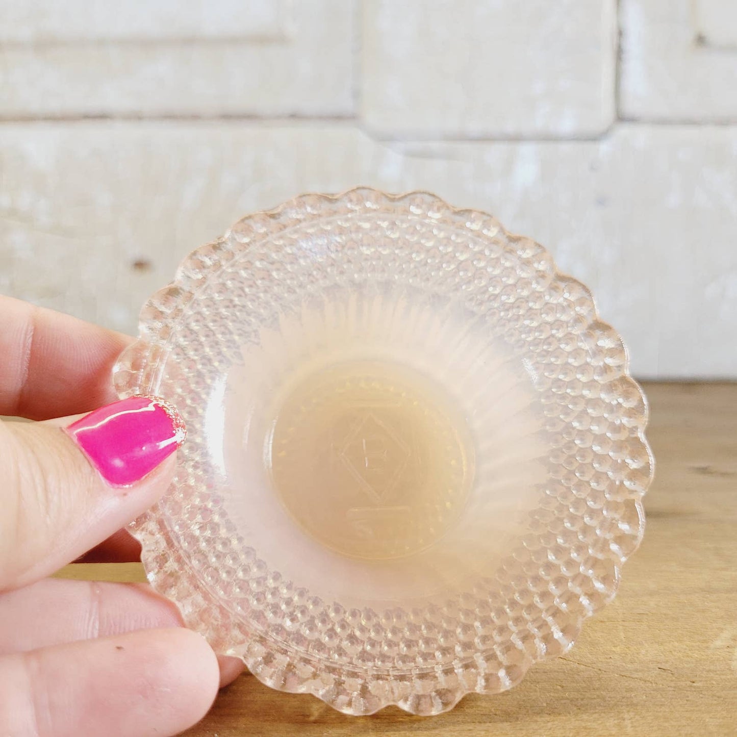 Boyd Glass Star & Dewdrop Open Salt Cellar Bowl Light Pink