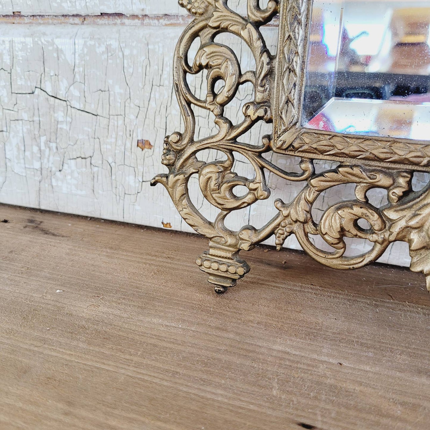 Bradley & Hubbard Cast Iron Gilt Framed Wall Mirror Bacchus Grapes Vine Antique
