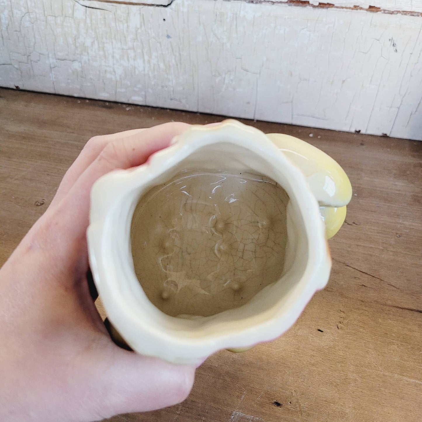Vintage Mushroom Log Ceramic Planter
