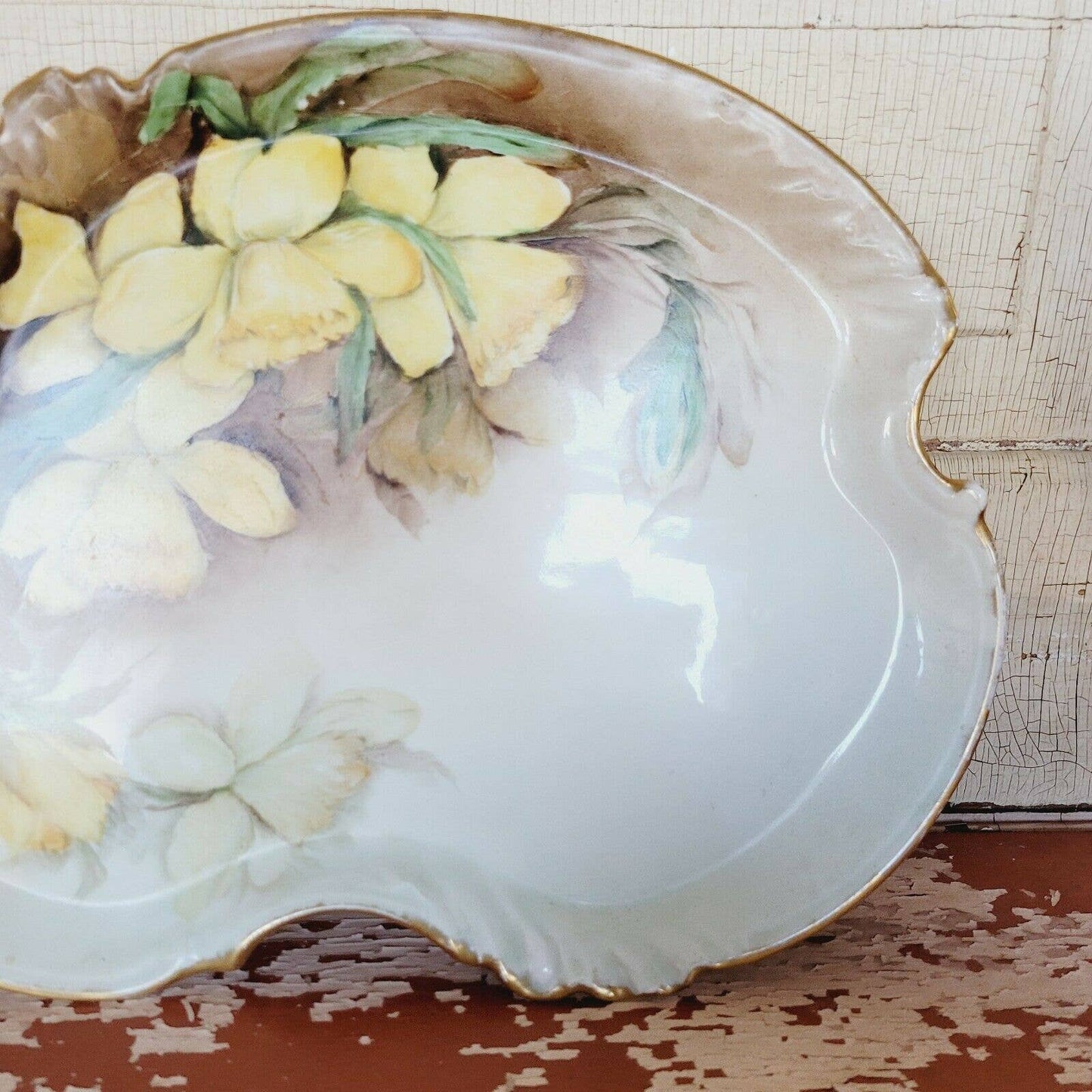 Limoges Hand Painted Vanity Dresser Plate Tray France WG & CT Daffodil.
