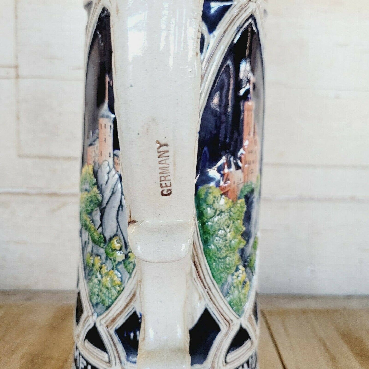 Vintage Large 14" Tall German Stoneware Lidded Beer Mug Stein Germany Thewalt.