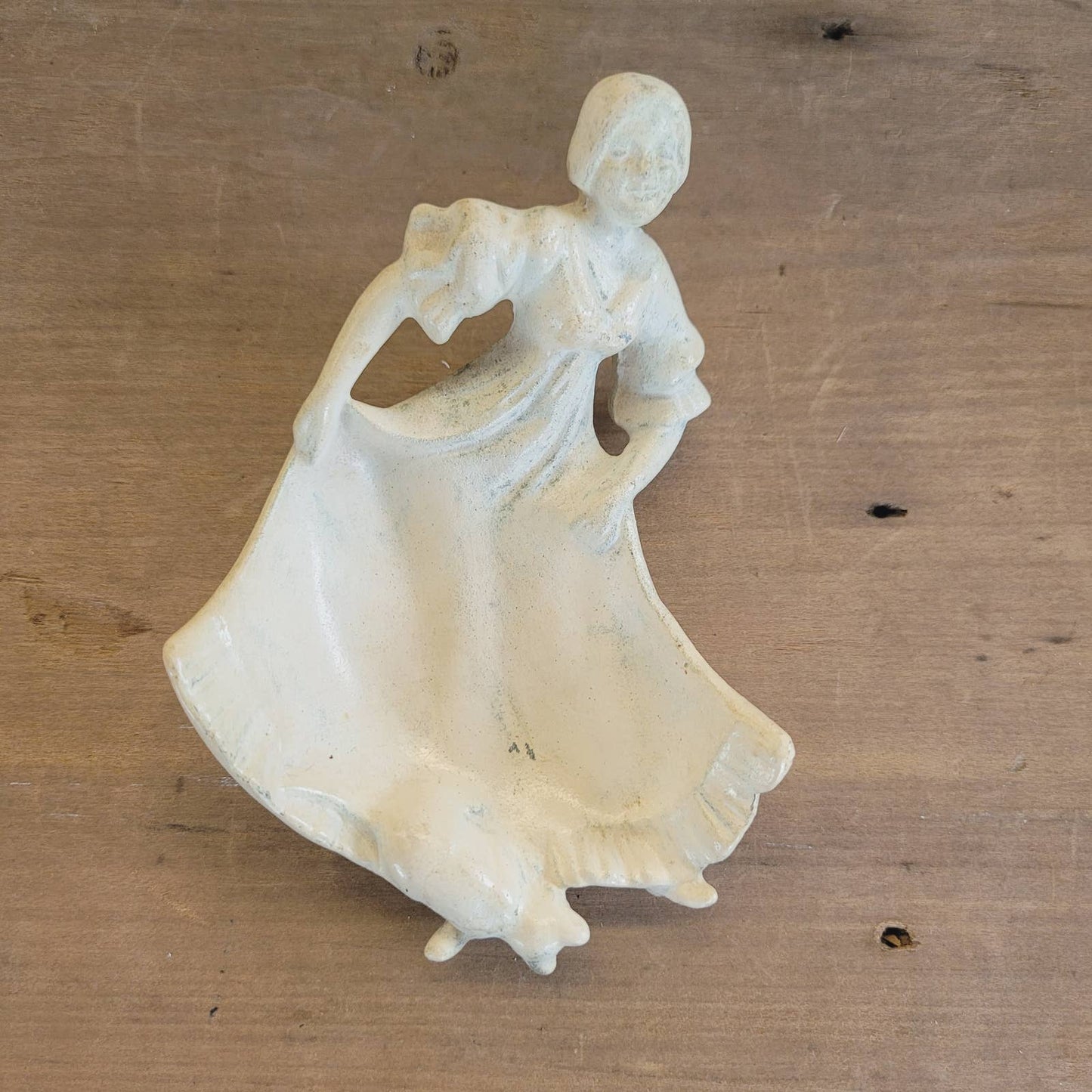 Vintage Girl Cat Mouse Risque Metal Ashtray