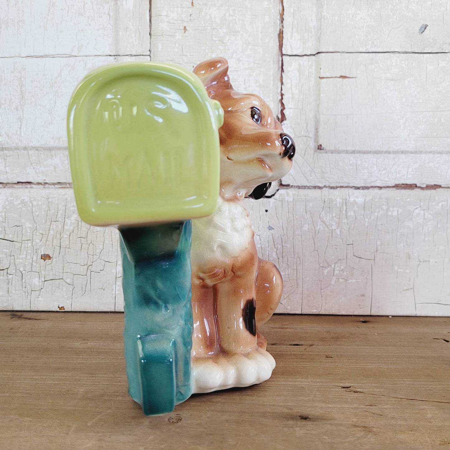 Vintage Royal Copley Dog Mailbox Planter