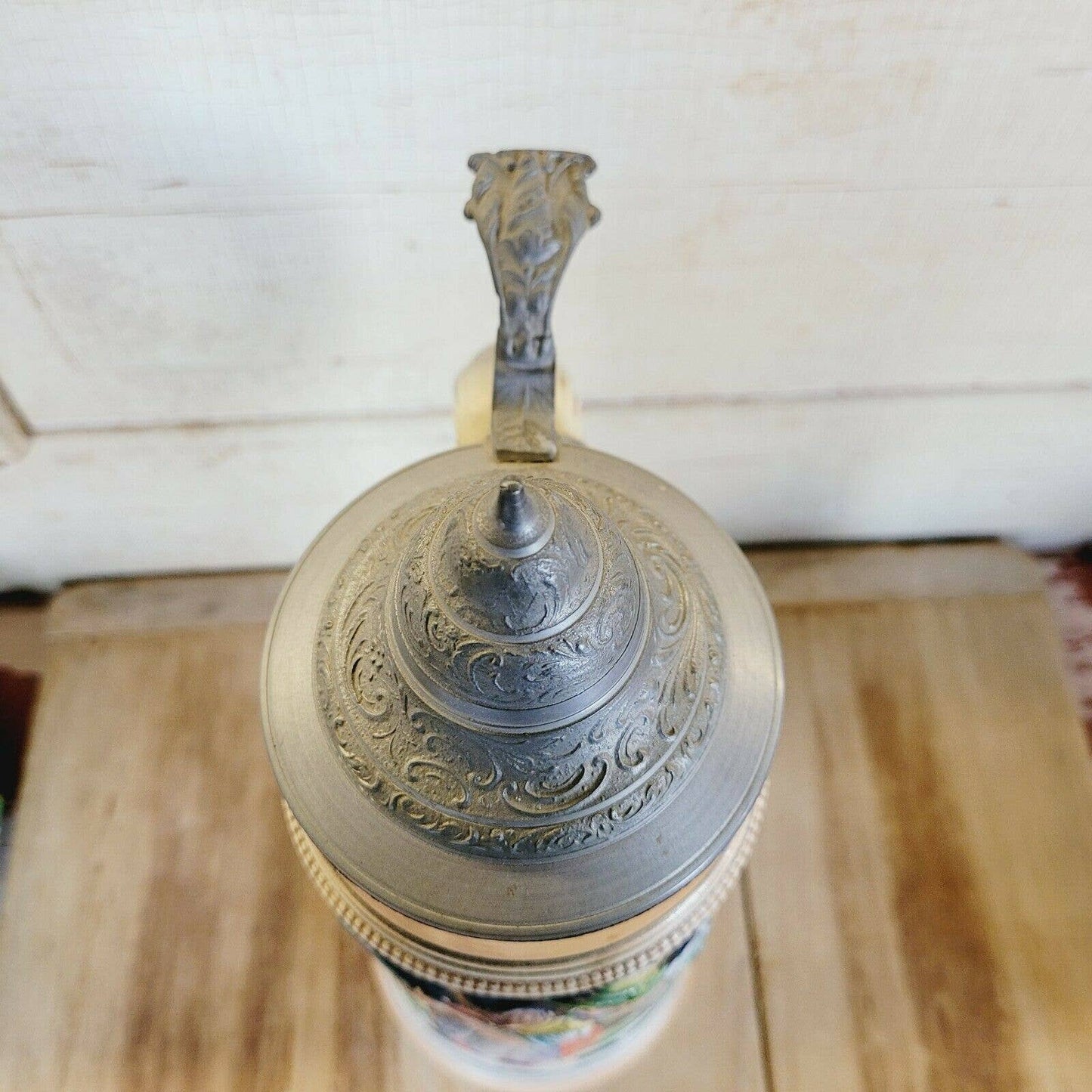 Vintage Large 14" Tall German Stoneware Lidded Beer Mug Stein Germany Thewalt.