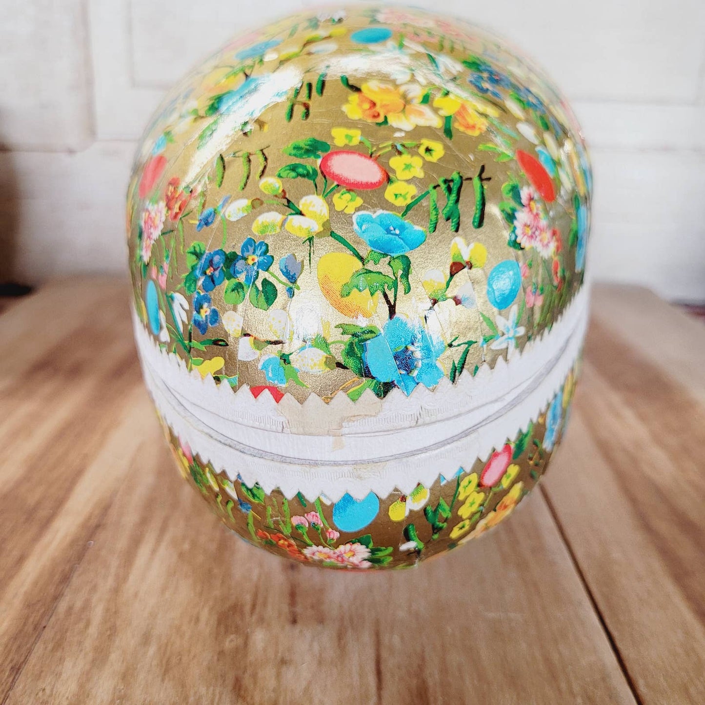 Vintage 10" Paper Mache Egg Western Germany Flowers