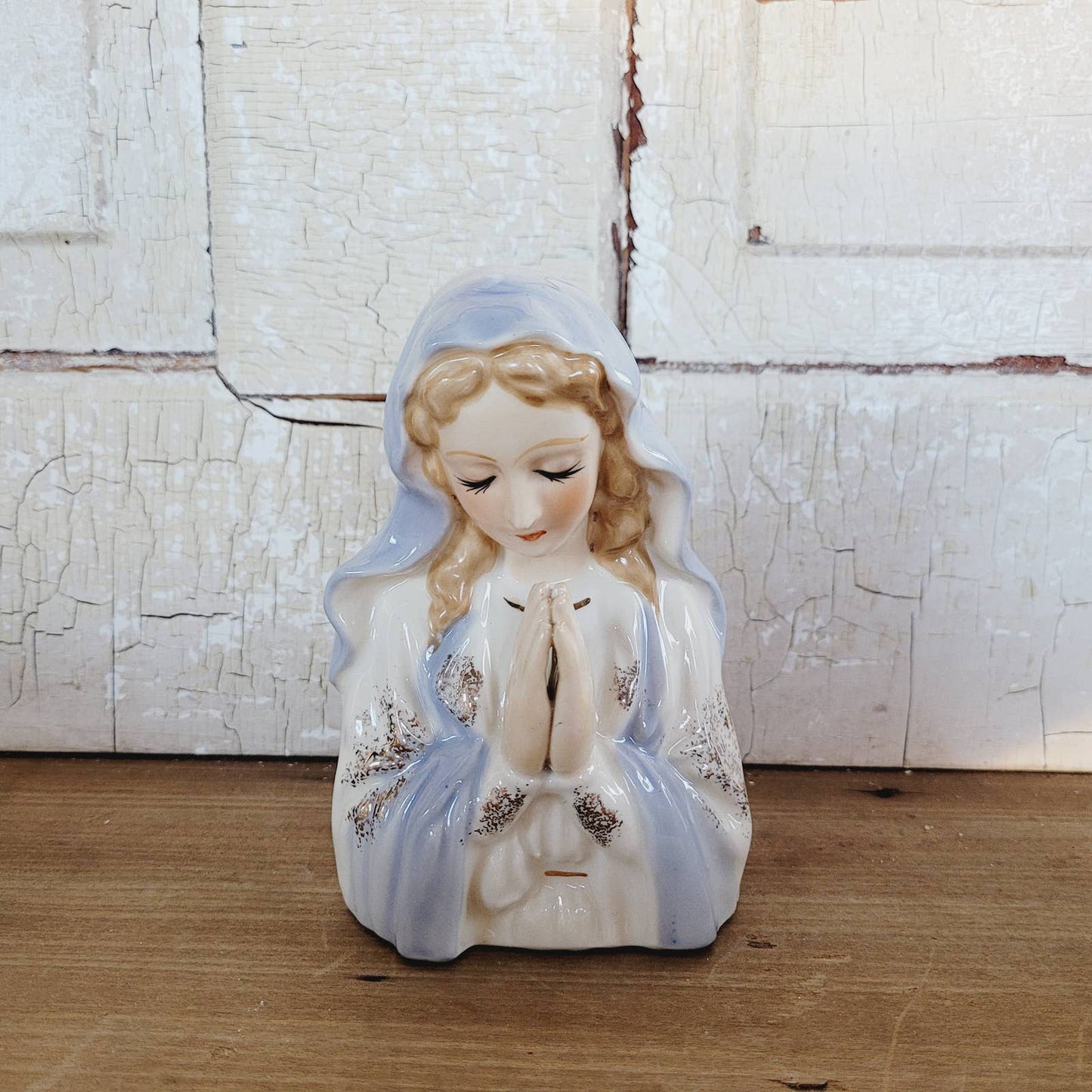 VTG MARY MADONNA LADY HEAD BUST VASE PLANTER FIGURINE JAPAN LEGO RELIGIOUS