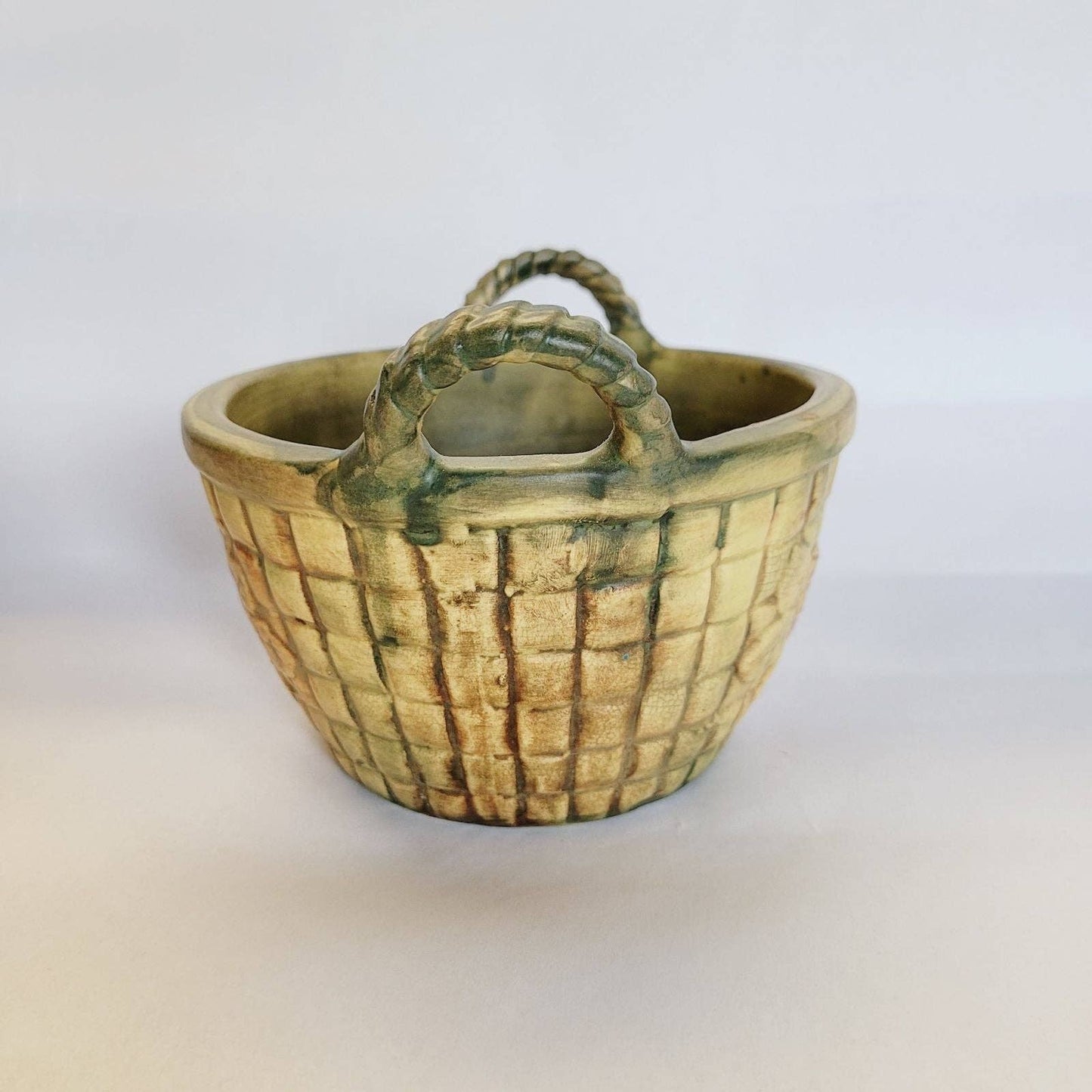 Vintage Weller Rose Basket Planter