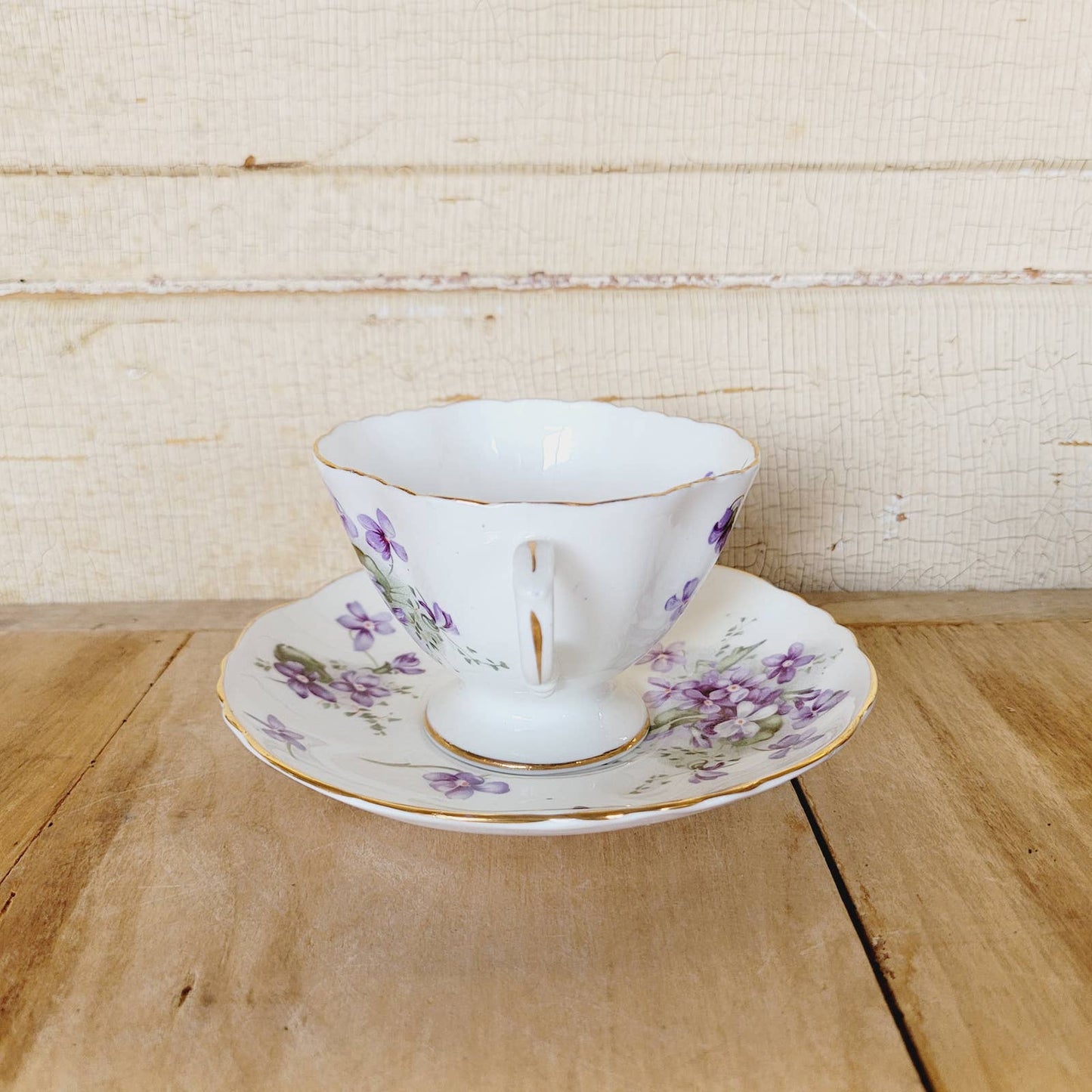 Vintage 1940s Hammersley & Co Teacup & Saucer Victorian Violets