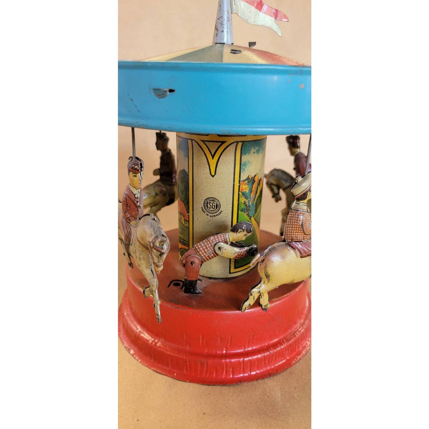 Antique Gunthermann tin toy Carousel