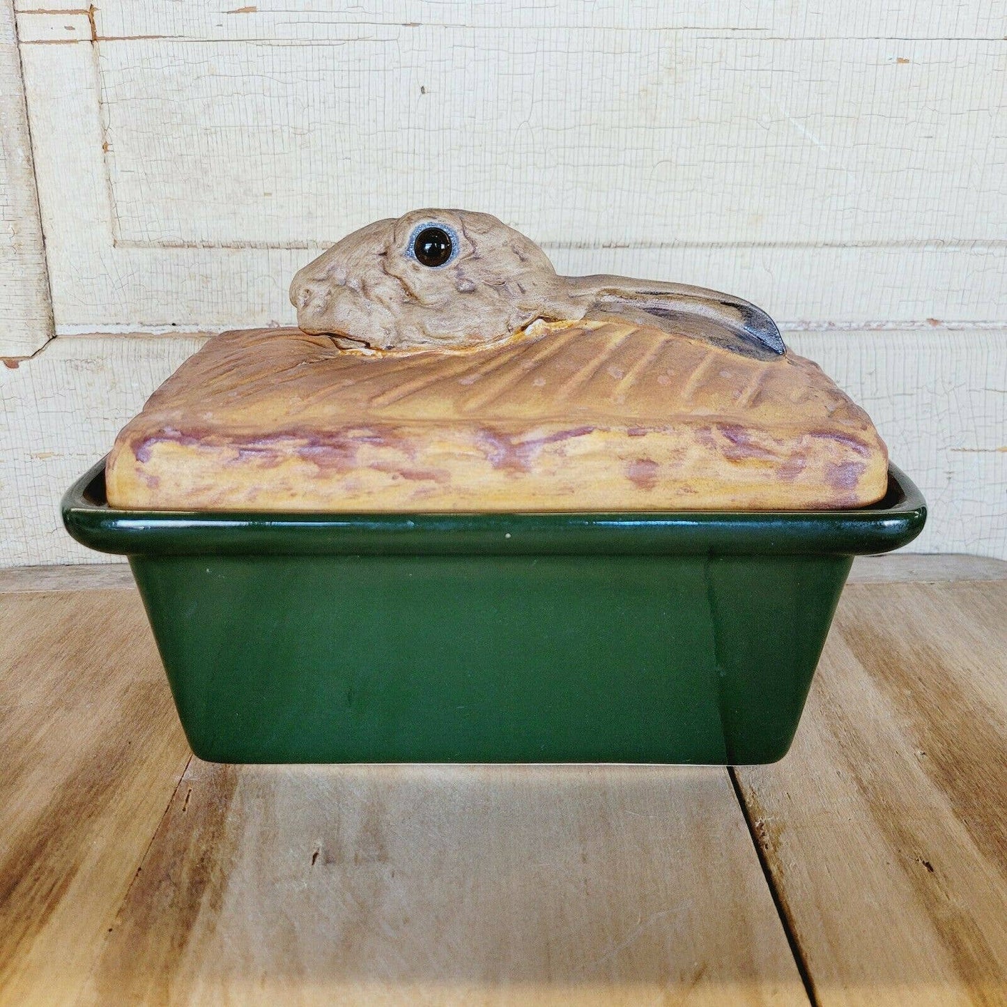 Vintage Pillivuyt France #4 Hare Rabbit Majolica Terrine Casserole Glass Eyes