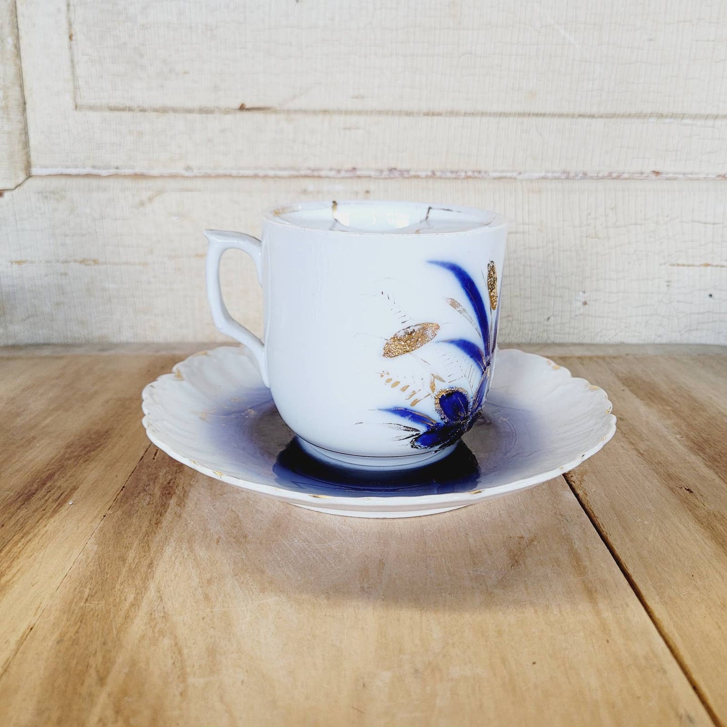 Antique Porcelain Mustache Cup and Saucer Germany