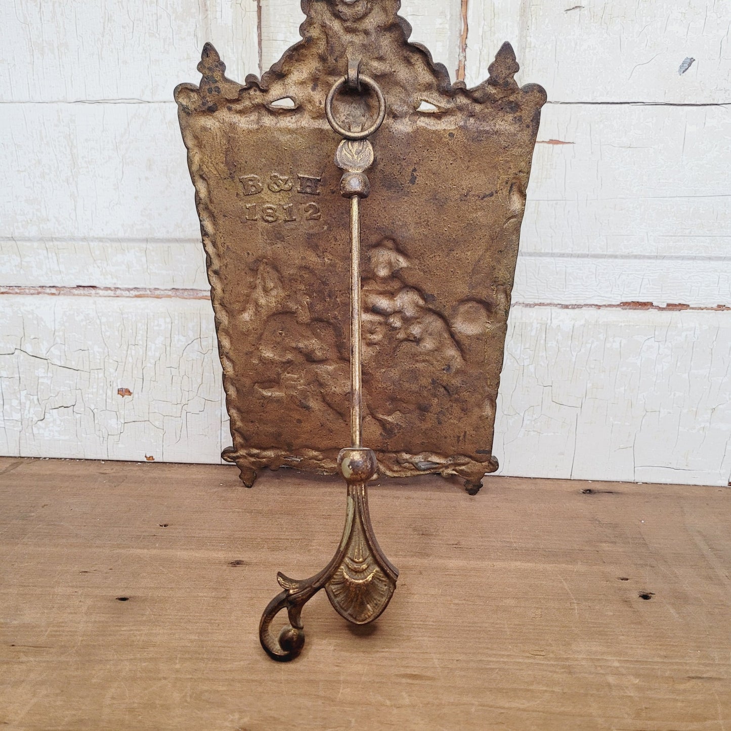 Antique Bradley and Hubbard Cast Iron Wall Plaque 1812 Figural Relief Easel Back