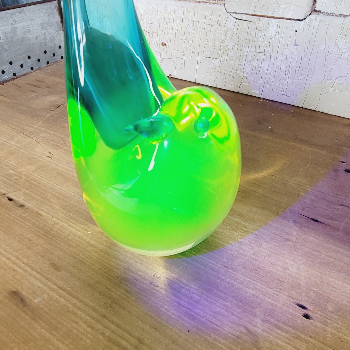 RARE Vintage Murano Cenedese Sommerso Uranium Glass Bird Vase Signed 12.5" MCM