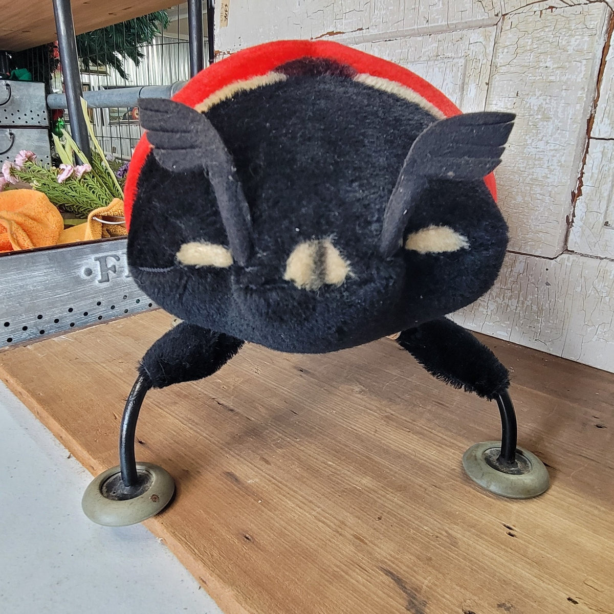 Vintage Steiff Ladybug Footstool Ottoman Mohair Plush Mid Century 1960s #2330