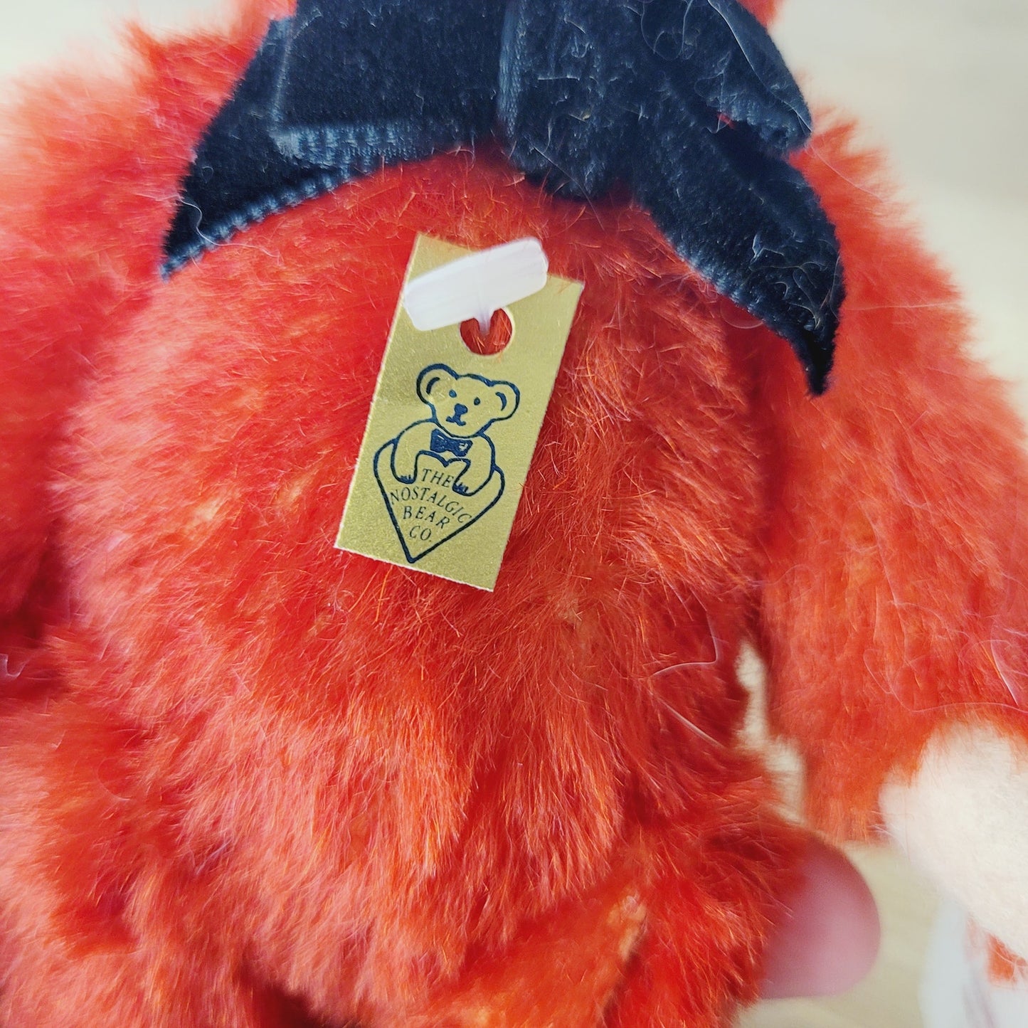 Nostalgic Bear Co 1990 Mini Teddy Bear Signed Sue Foskey Red 6" w Tags