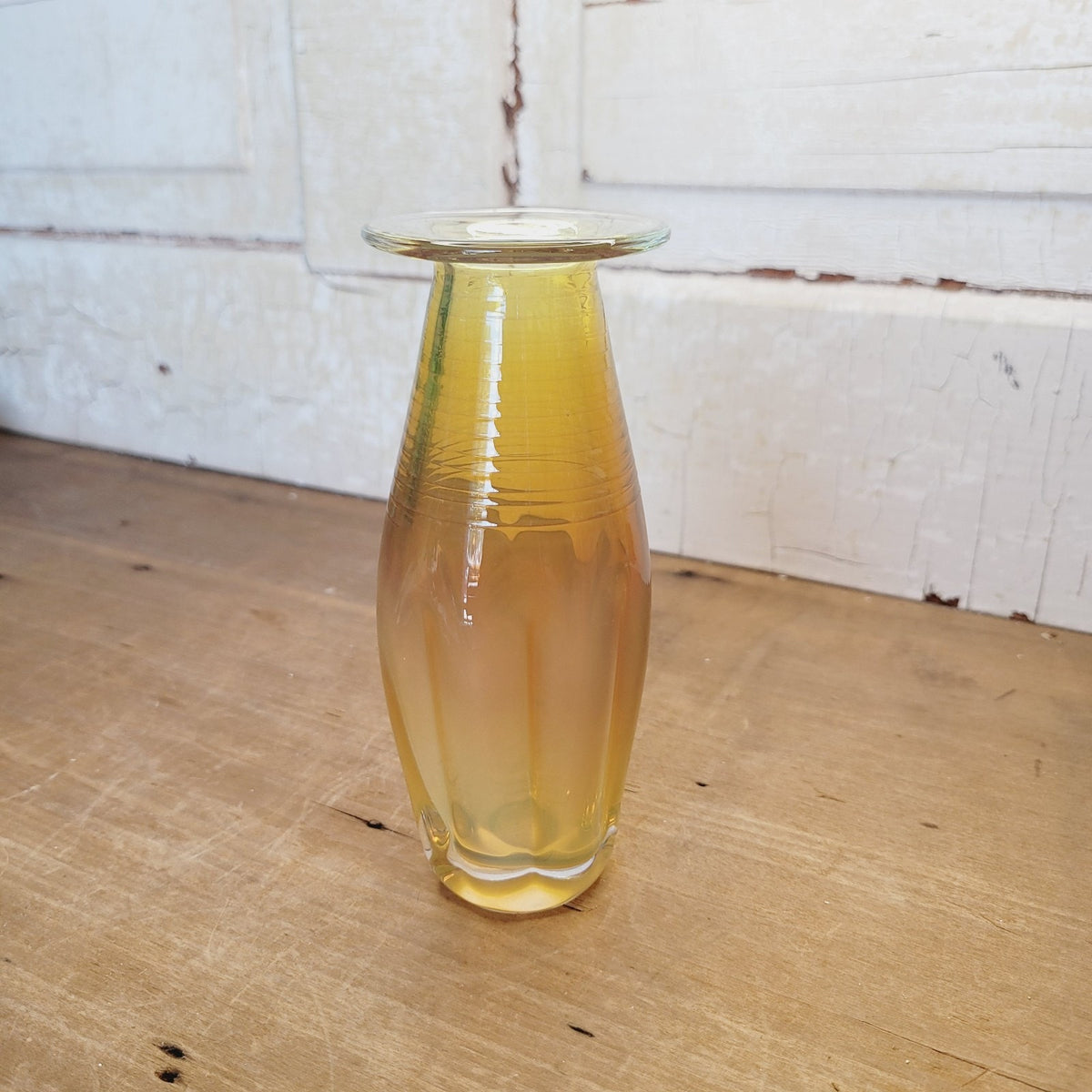 Alder House Art Glass Vase Signed Mike Smith 2004 Gold 6 Inch