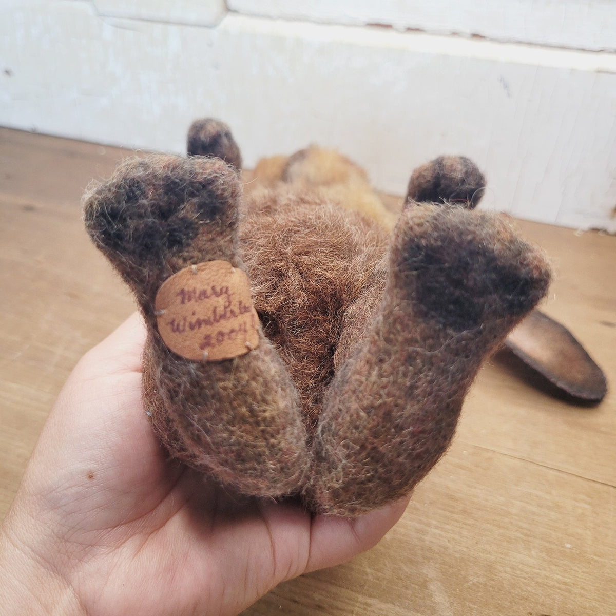 Mary Wimberley OOAK 9" Bumbo Bunny Jointed Artist Alpaca Wool Green Eyes 2004