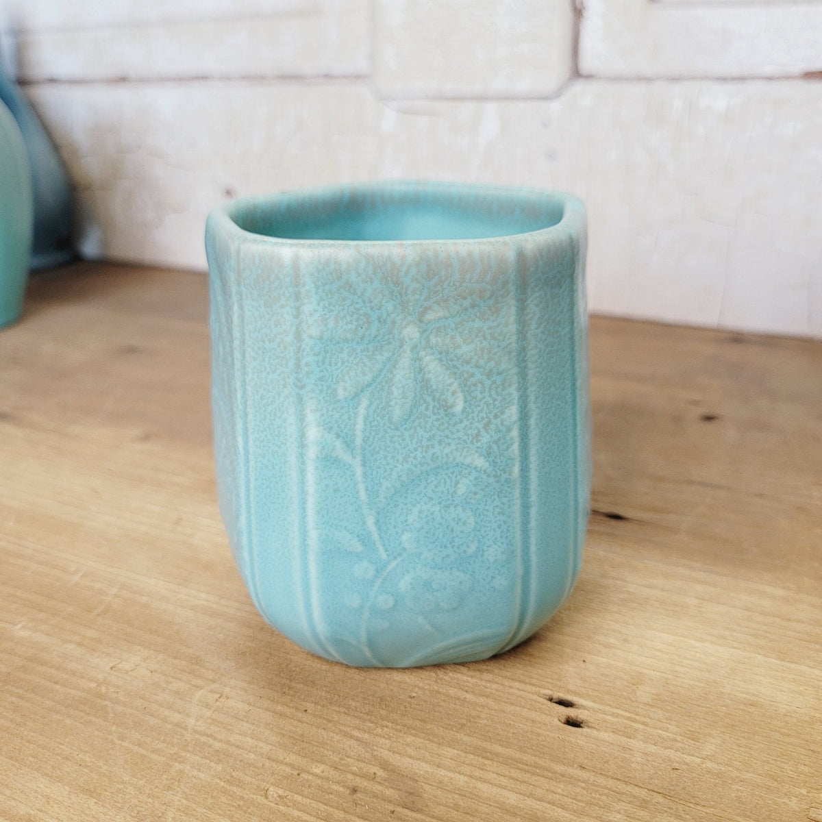 Rookwood Pottery 1930 #6107 Turquoise Blue Matte Botanical Cabinet Vase Arts Cra