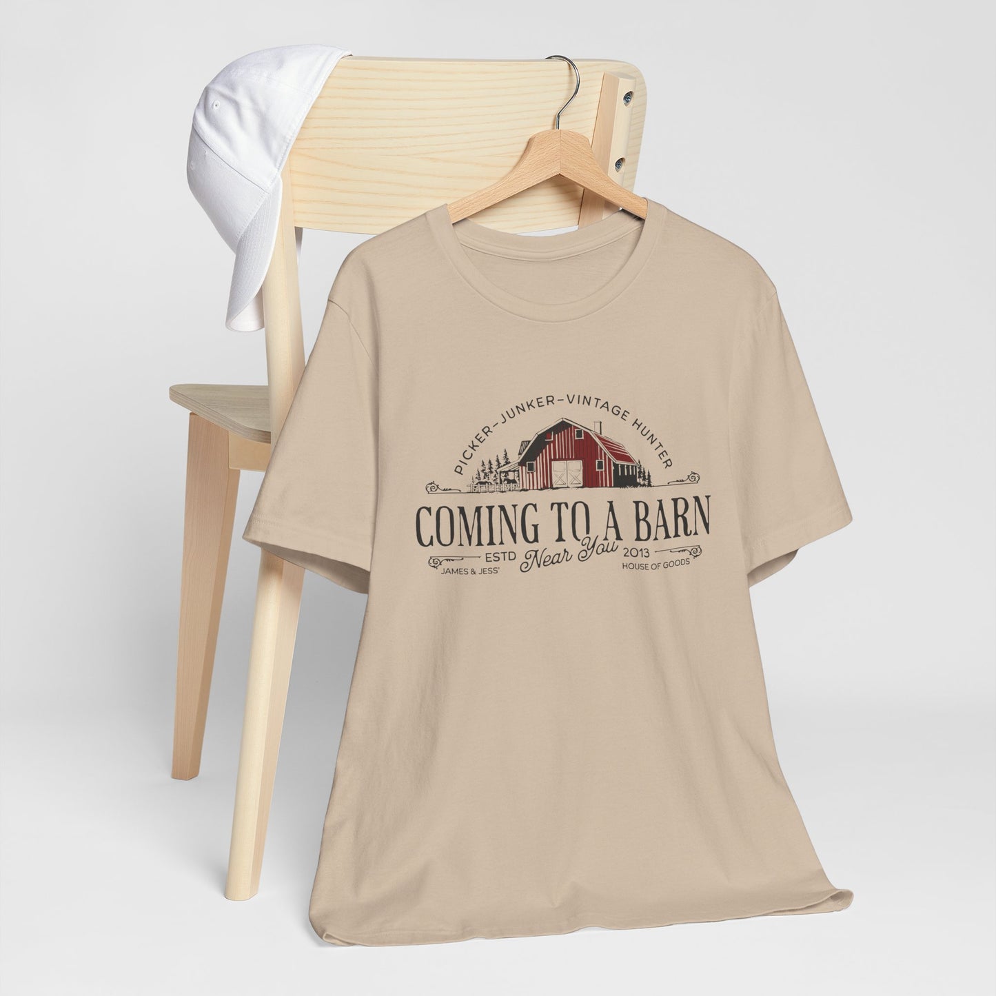 Coming to a Barn Near You, James and Jess' House of Goods Graphic Soft-Style T-Shirt