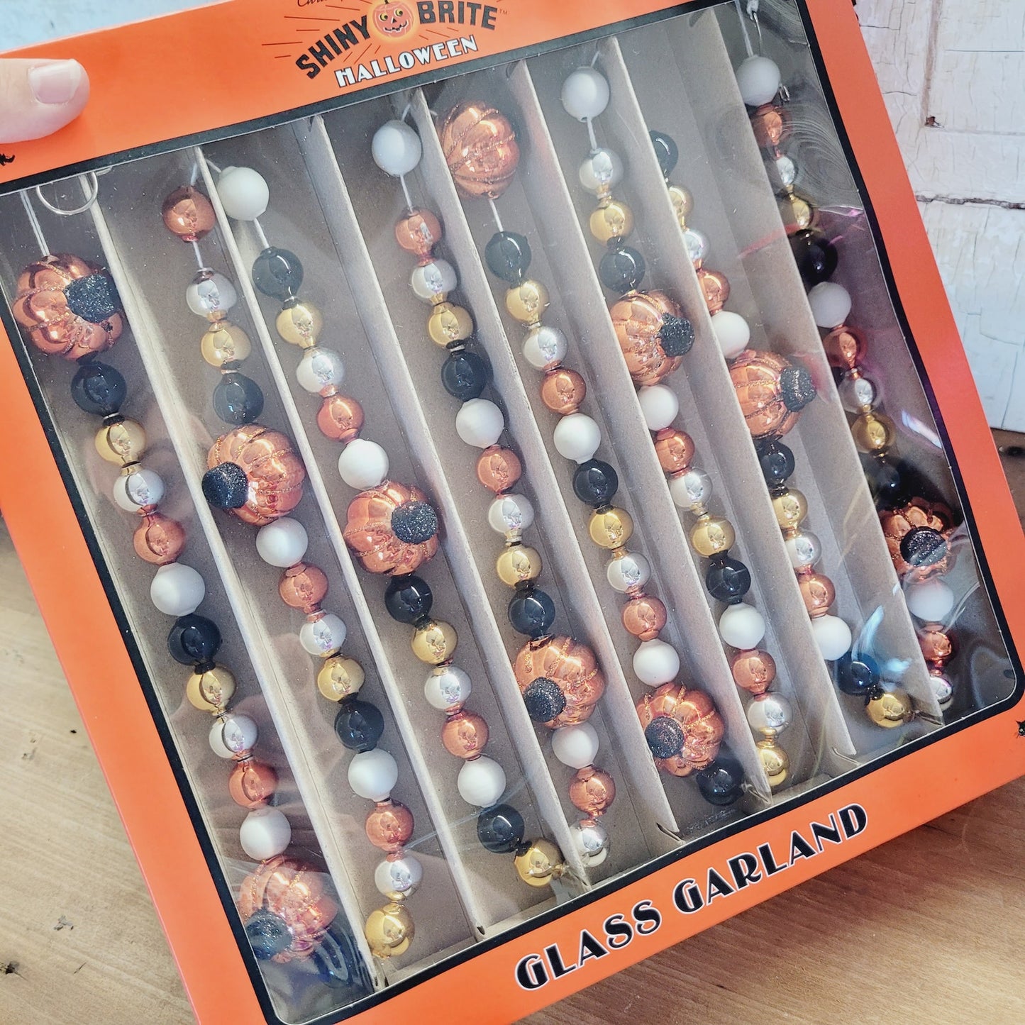 Radko 1940s Style Halloween Design Shiny Brite Glass 7ft Garland Beads Pumpkins
